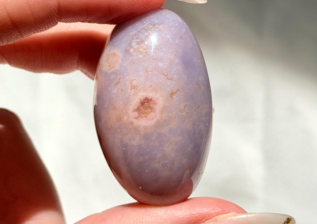 Blue Flower Agate Lingam Stone | Blue Flower Agate Shiva | Polished Crystal | Meditation Stone