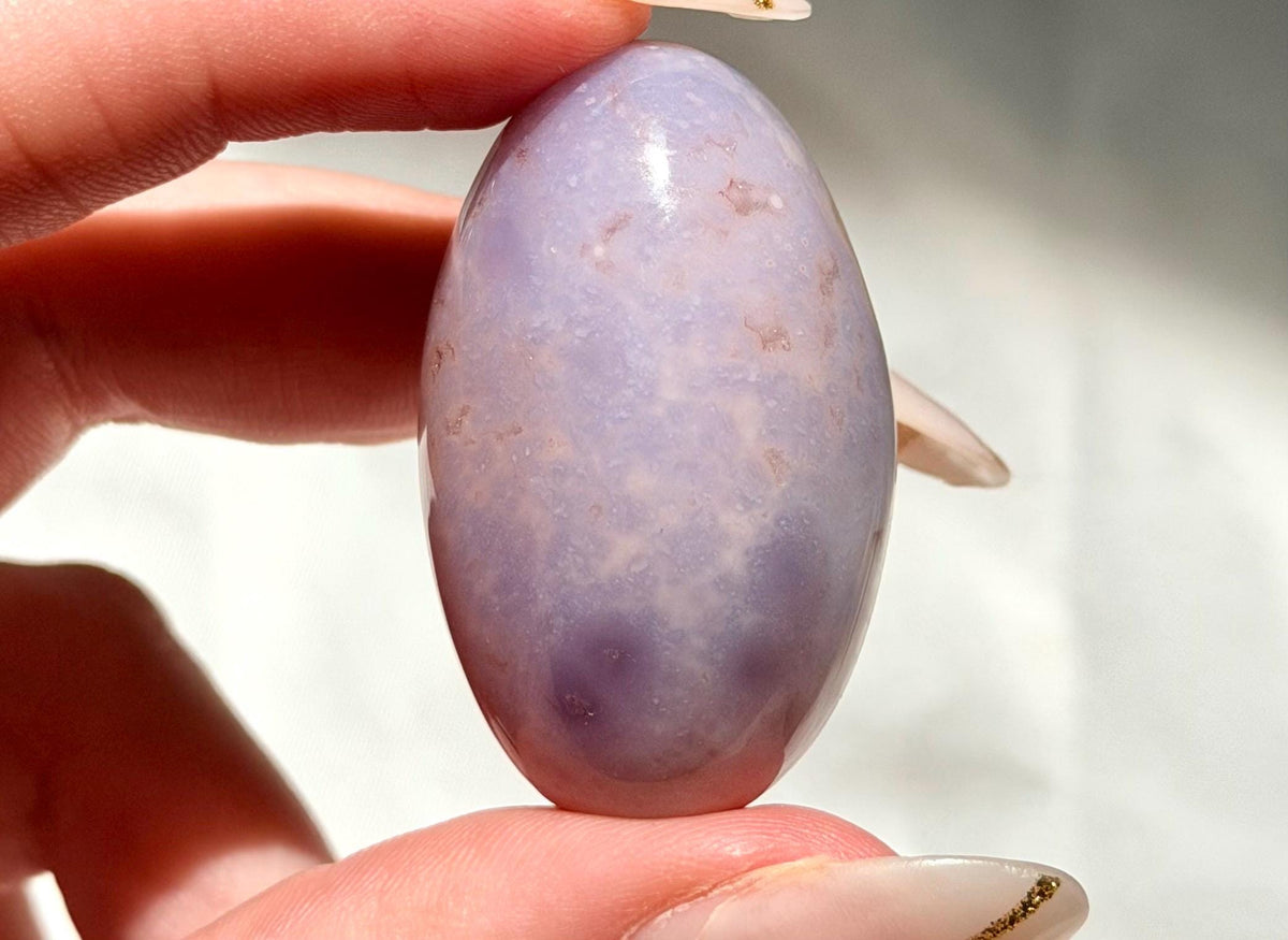 Blue Flower Agate Lingam Stone | Blue Flower Agate Shiva | Polished Crystal | Meditation Stone
