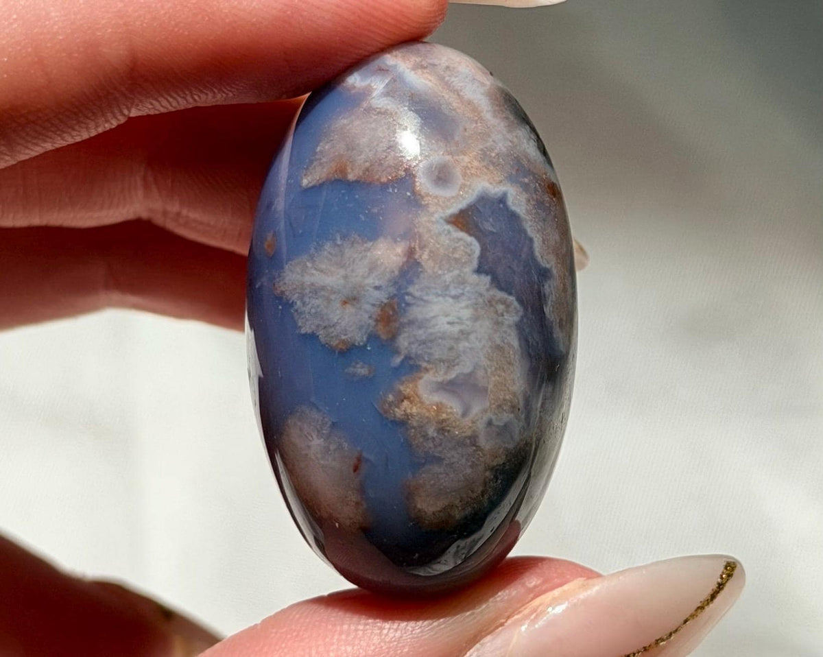 Blue Flower Agate Lingam Stone | Blue Flower Agate Shiva | Polished Crystal | Meditation Stone
