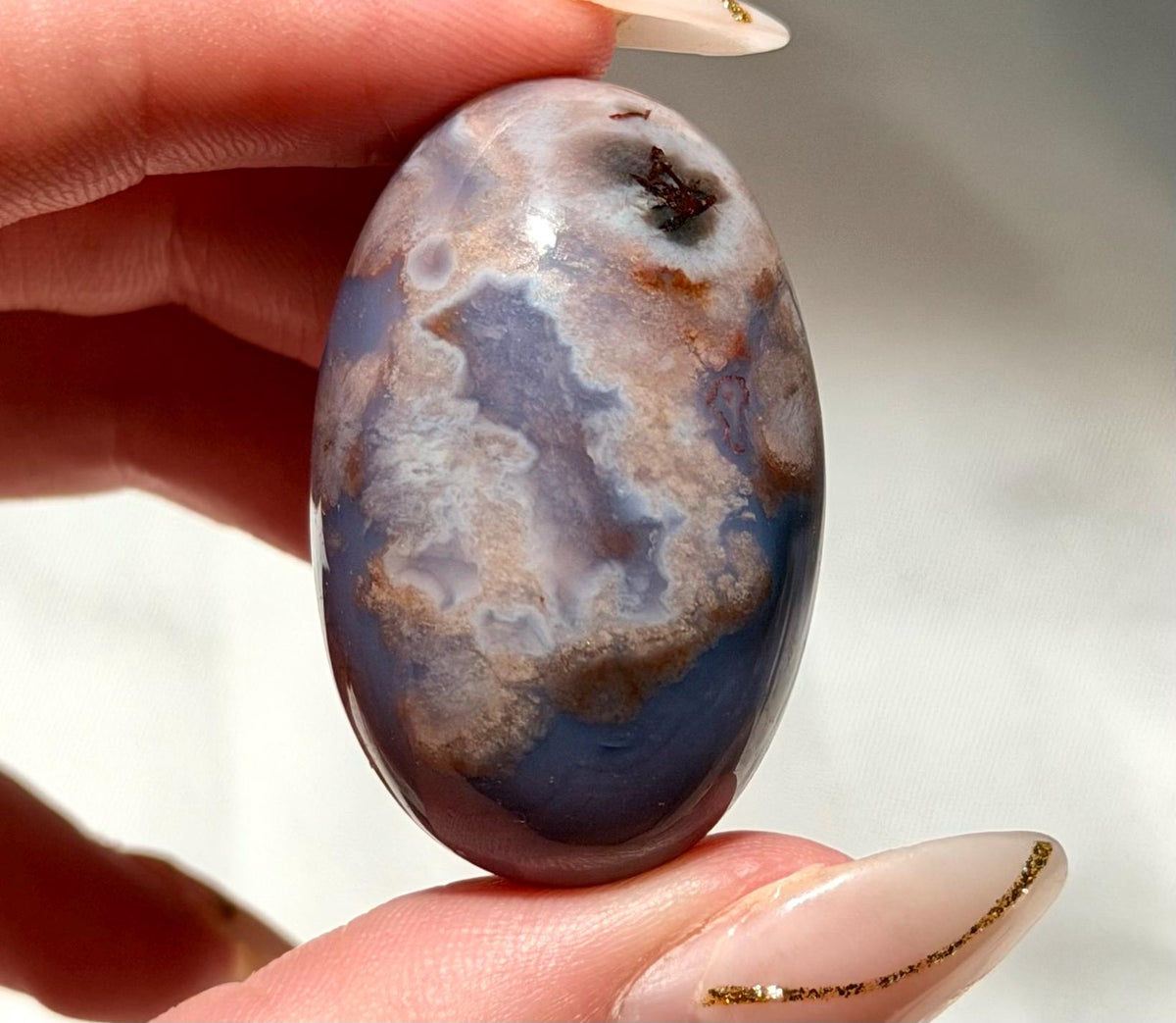 Blue Flower Agate Lingam Stone | Blue Flower Agate Shiva | Polished Crystal | Meditation Stone