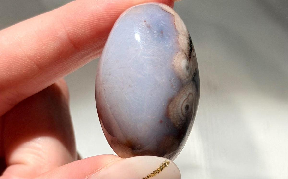 Blue Flower Agate Lingam Stone | Blue Flower Agate Shiva | Polished Crystal | Meditation Stone
