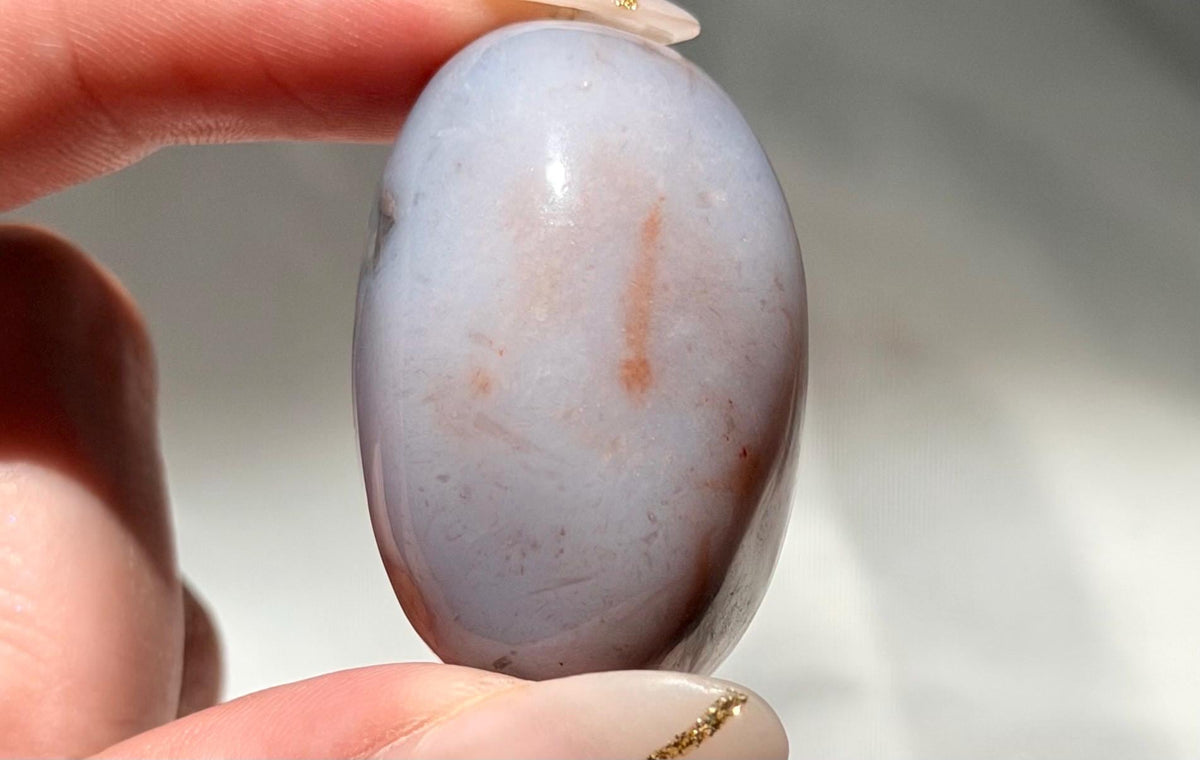 Blue Flower Agate Lingam Stone | Blue Flower Agate Shiva | Polished Crystal | Meditation Stone