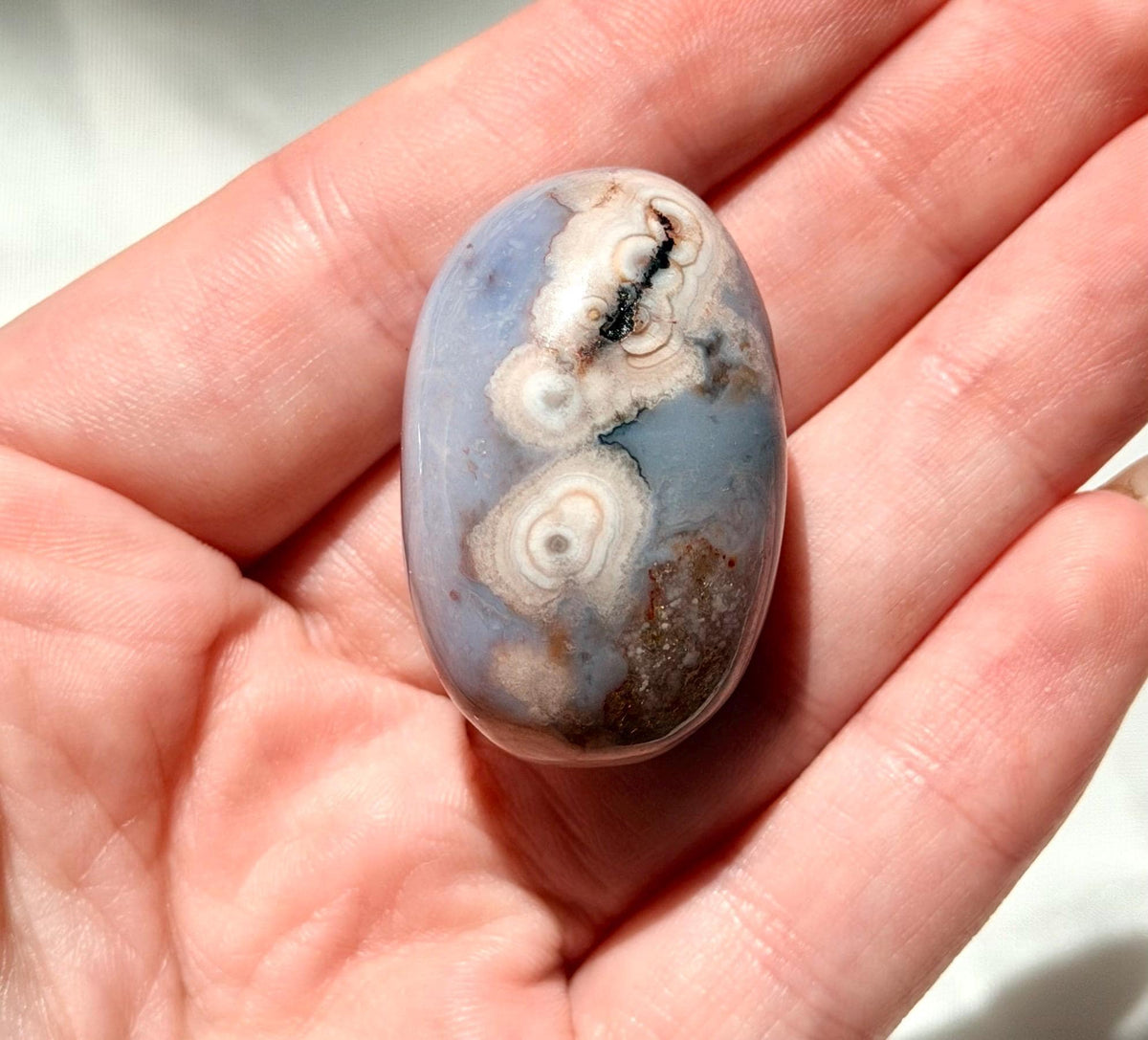 Blue Flower Agate Lingam Stone | Blue Flower Agate Shiva | Polished Crystal | Meditation Stone