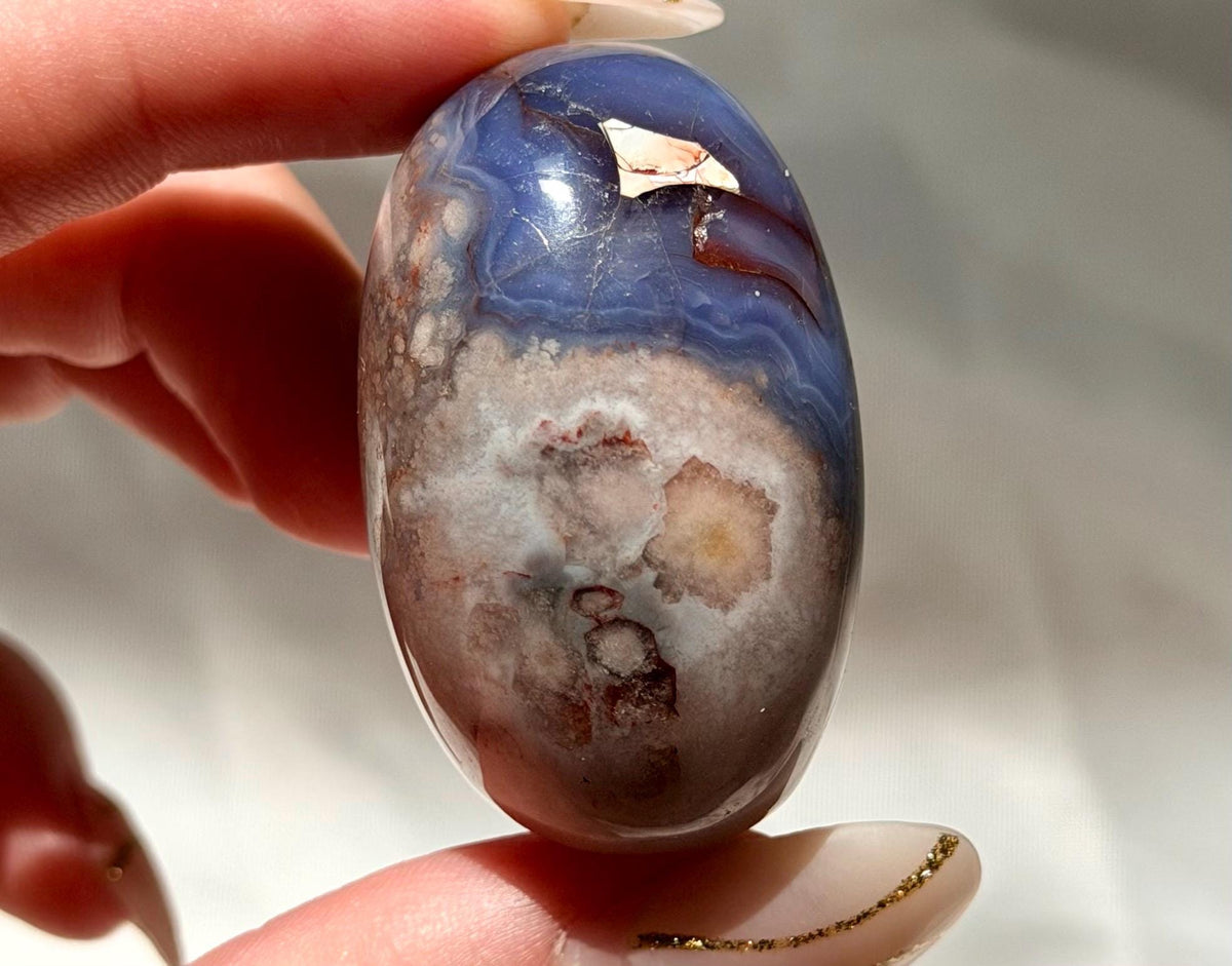 Blue Flower Agate Lingam Stone | Blue Flower Agate Shiva | Polished Crystal | Meditation Stone