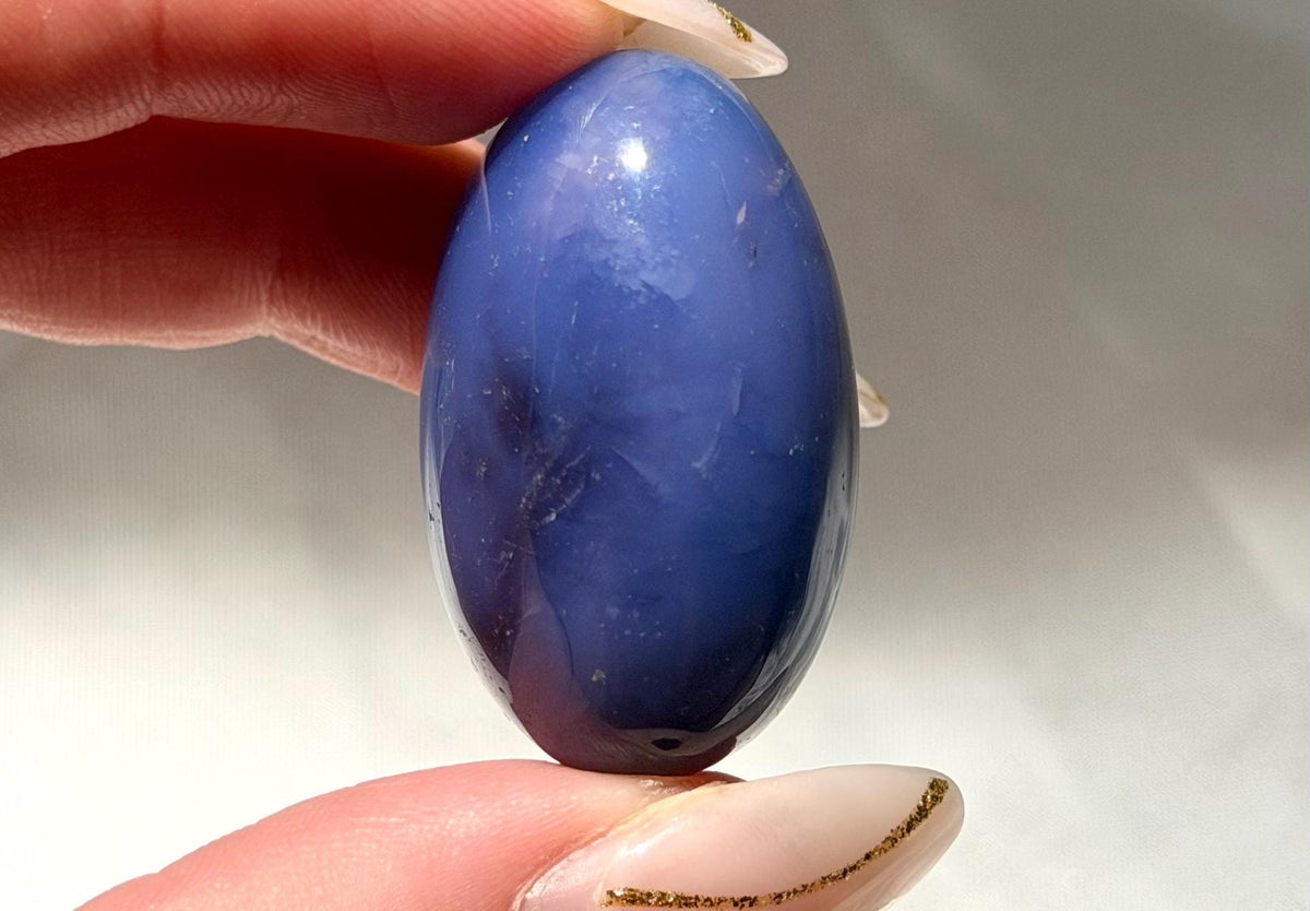 Blue Flower Agate Lingam Stone | Blue Flower Agate Shiva | Polished Crystal | Meditation Stone