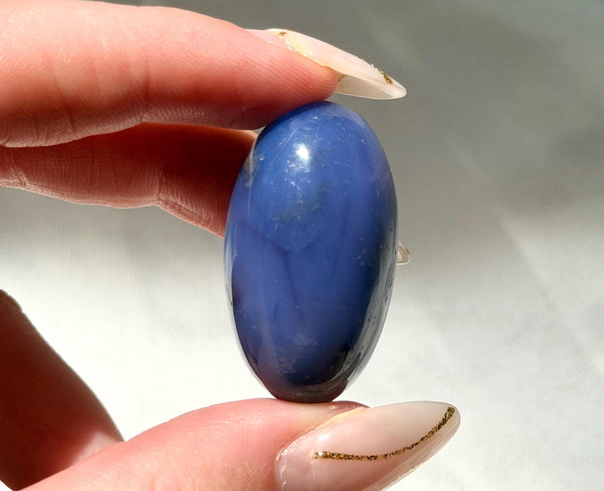 Blue Flower Agate Lingam Stone | Blue Flower Agate Shiva | Polished Crystal | Meditation Stone