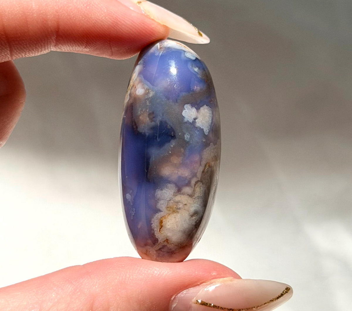 Blue Flower Agate Lingam Stone | Blue Flower Agate Shiva | Polished Crystal | Meditation Stone