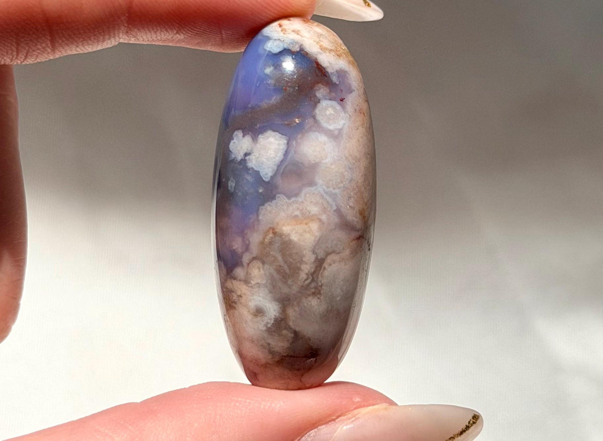 Blue Flower Agate Lingam Stone | Blue Flower Agate Shiva | Polished Crystal | Meditation Stone