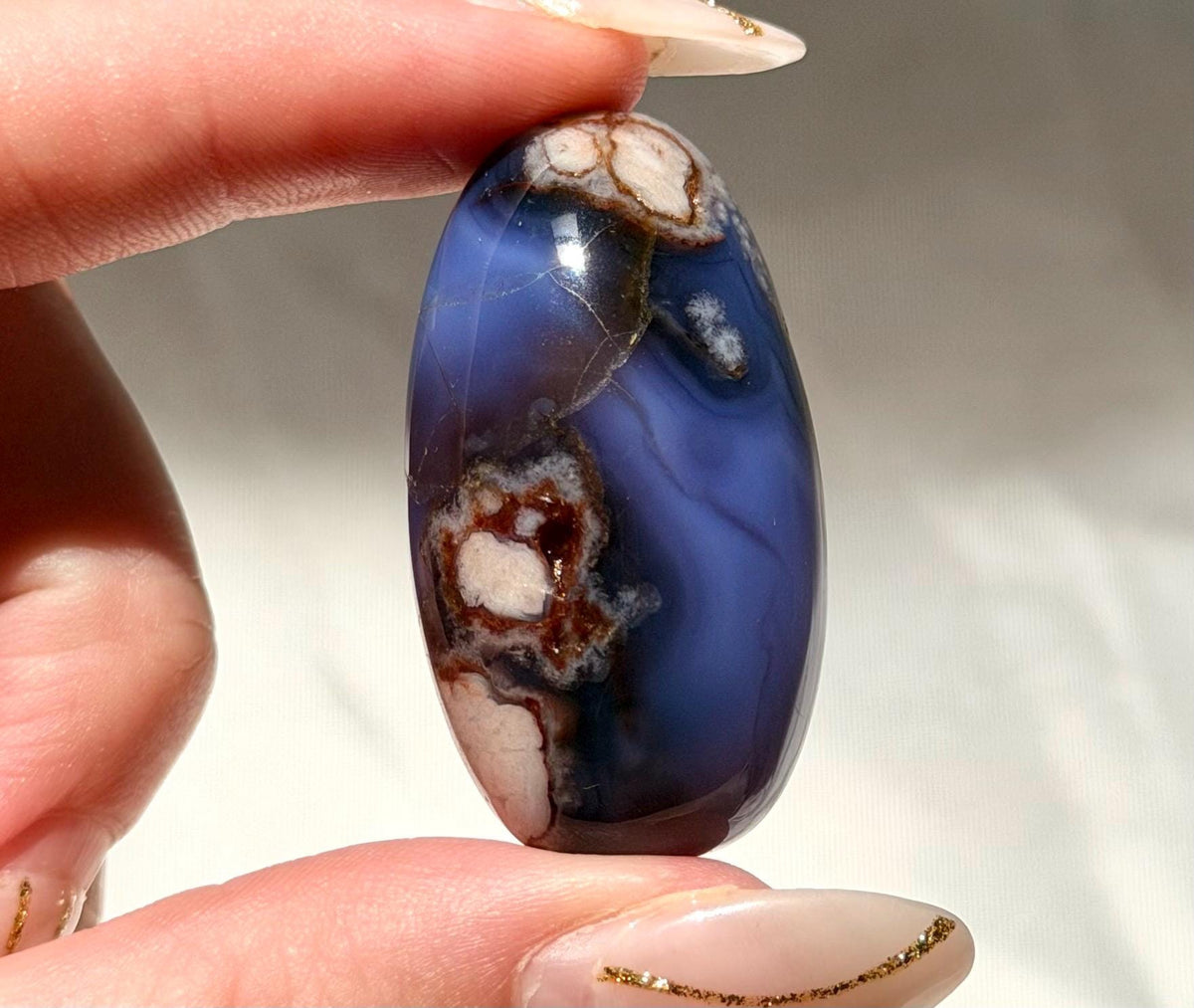 Blue Flower Agate Lingam Stone | Blue Flower Agate Shiva | Polished Crystal | Meditation Stone