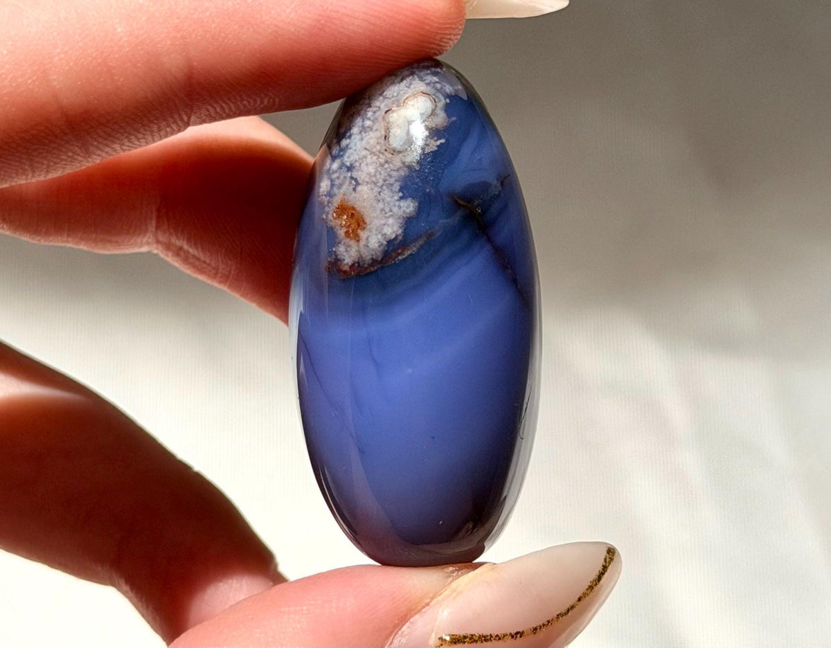 Blue Flower Agate Lingam Stone | Blue Flower Agate Shiva | Polished Crystal | Meditation Stone