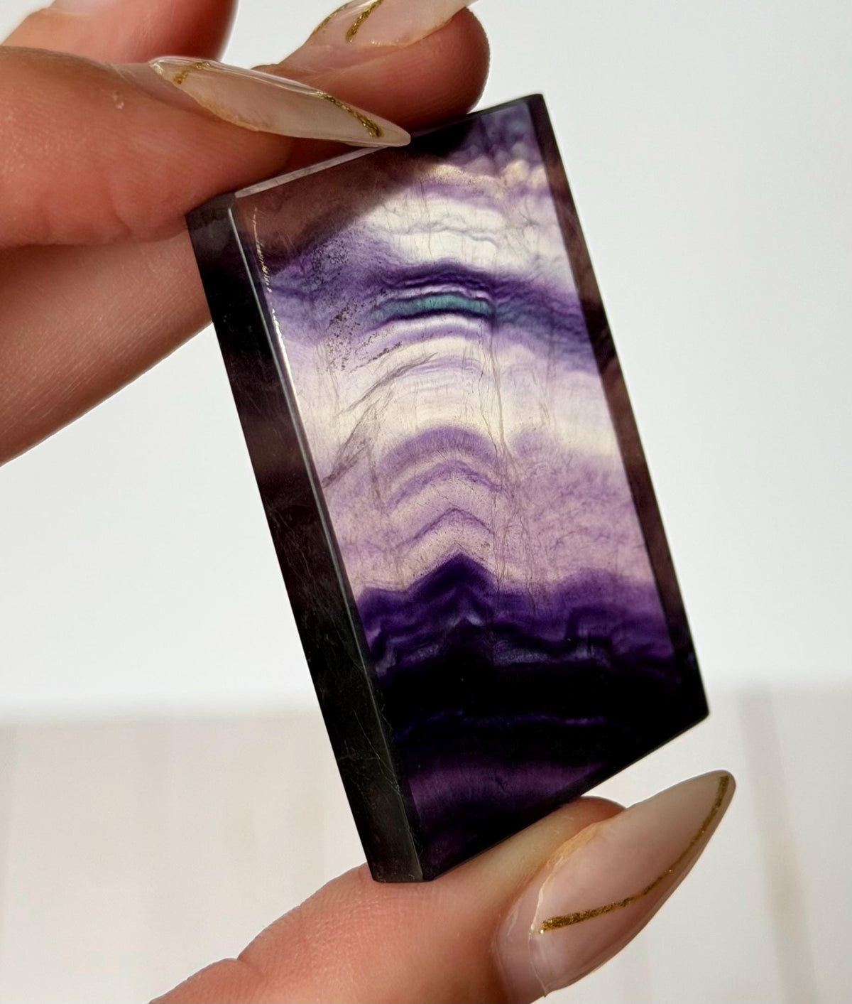 Banded Fluorite Window | Purple Fluorite Slice Fluorite Mini Slab Rectange Fluorite