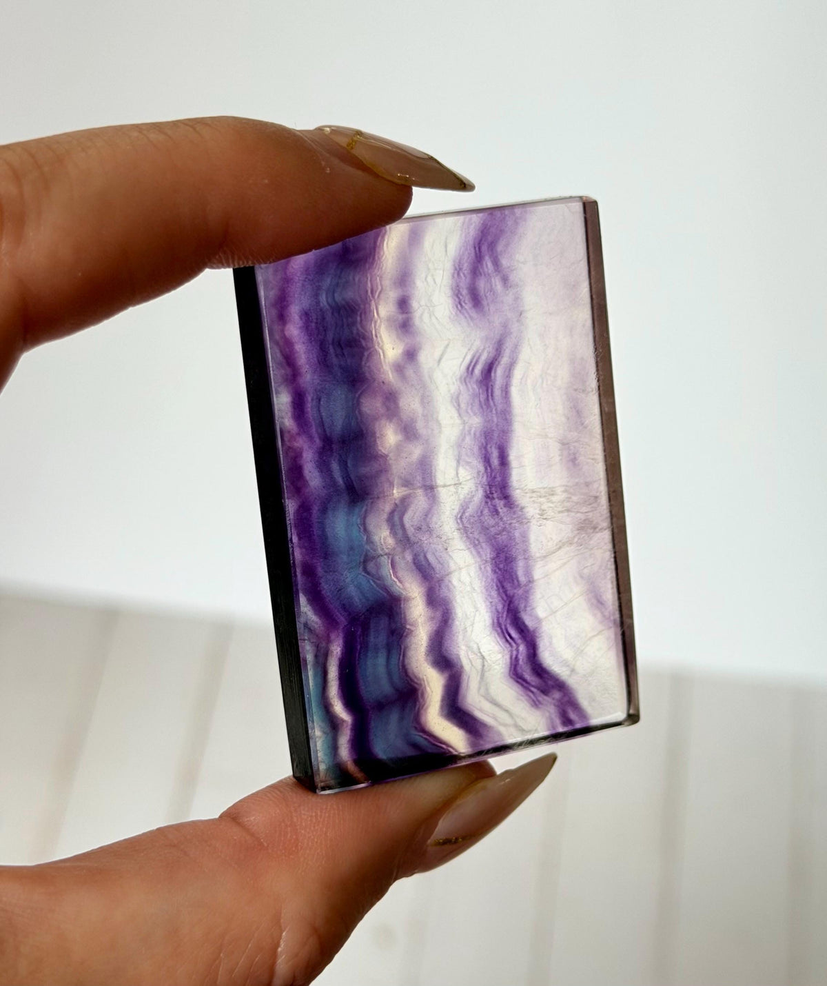 Banded Fluorite Window | Purple Fluorite Slice Fluorite Mini Slab Rectange Fluorite