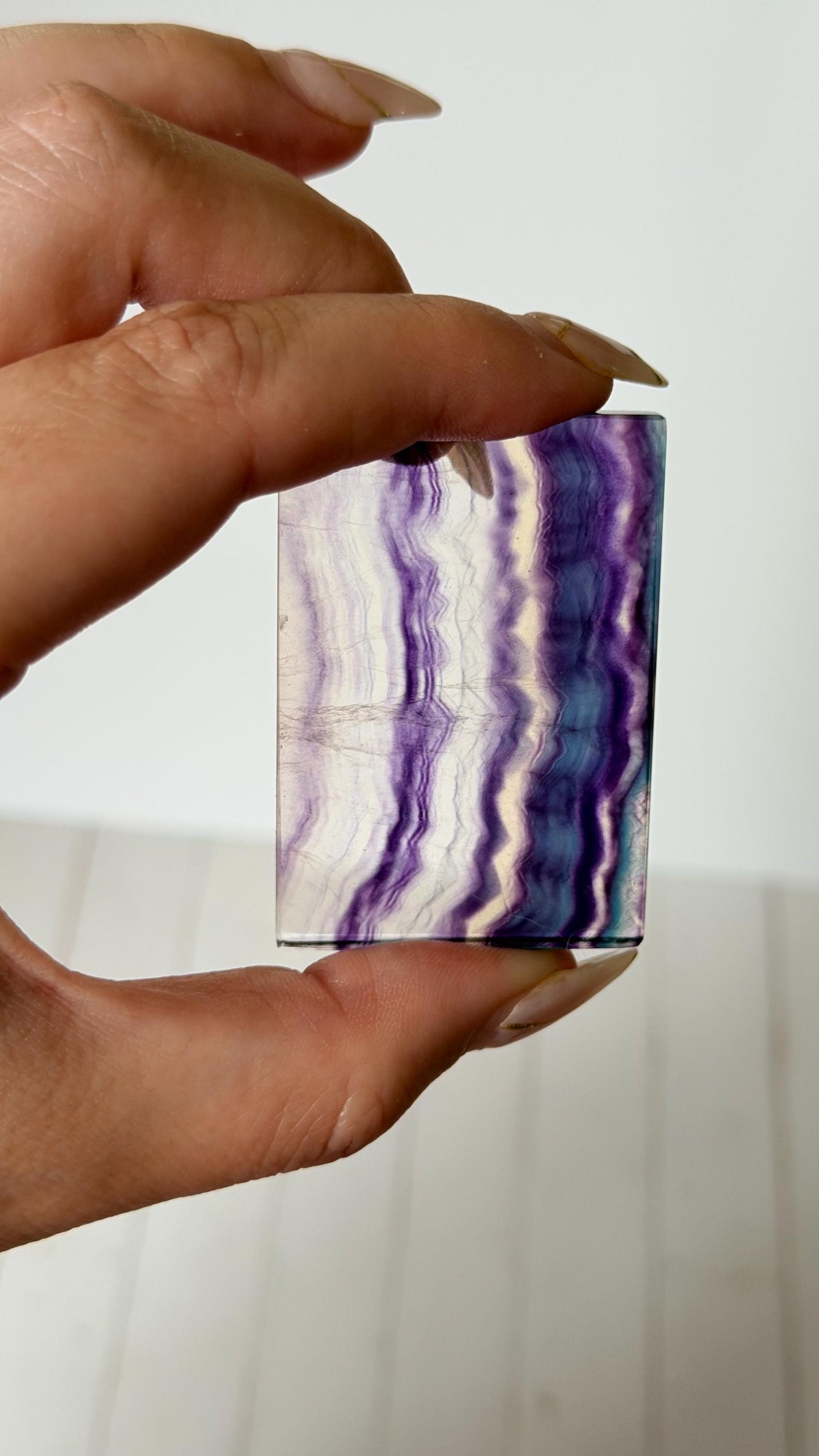 Banded Fluorite Window | Purple Fluorite Slice Fluorite Mini Slab Rectange Fluorite