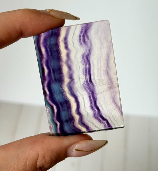 Banded Fluorite Window | Purple Fluorite Slice Fluorite Mini Slab Rectange Fluorite