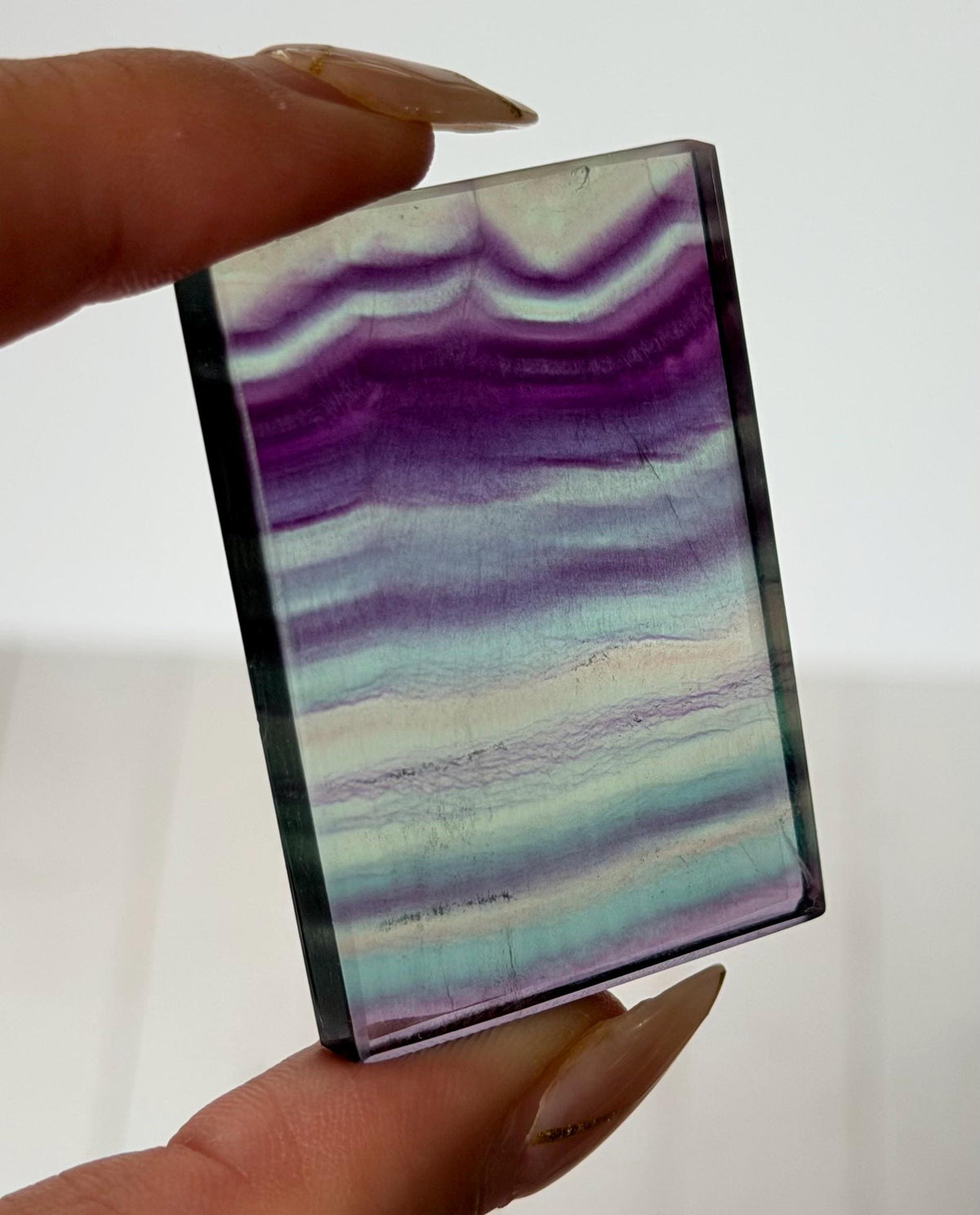 Banded Fluorite Window | Purple & Teal Fluorite Slice Fluorite Mini Slab Rectange Fluorite