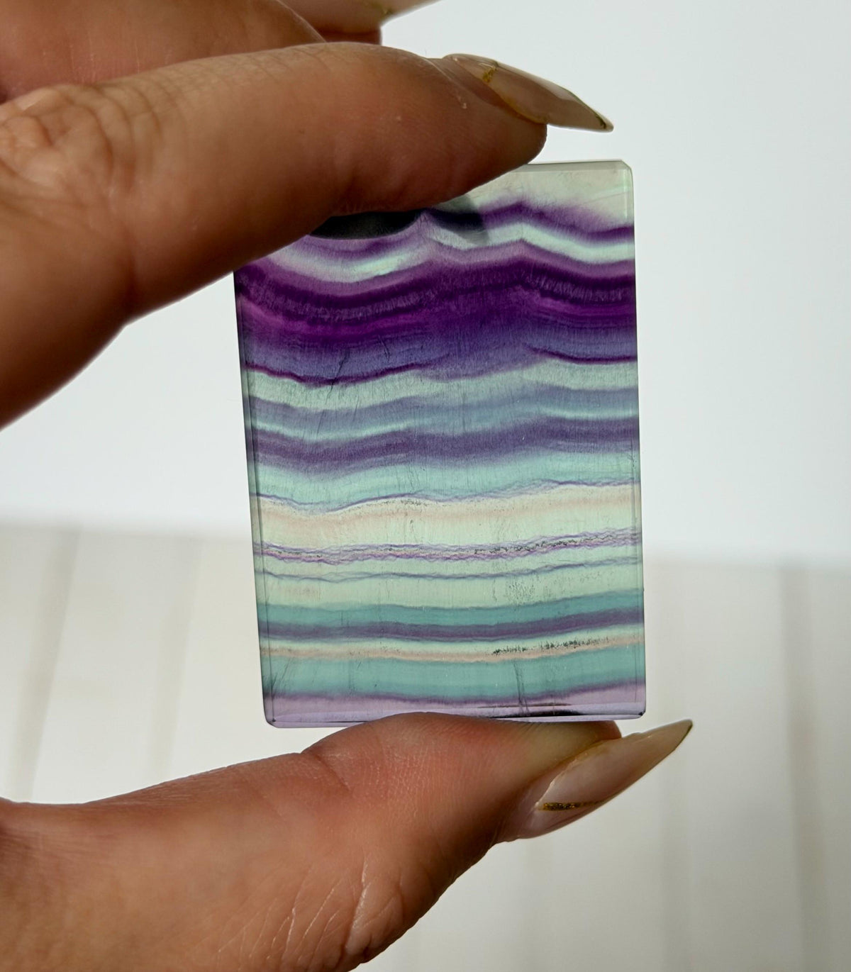 Banded Fluorite Window | Purple & Teal Fluorite Slice Fluorite Mini Slab Rectange Fluorite