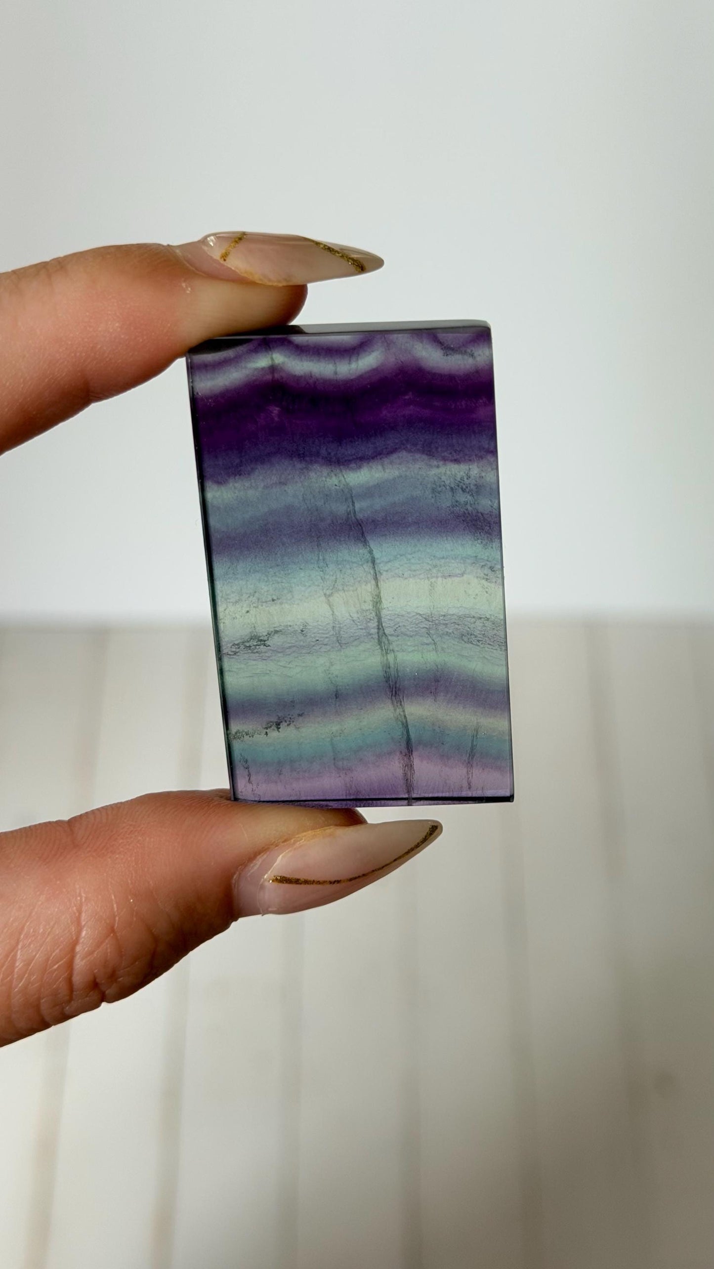 Banded Fluorite Window | Purple & Teal Fluorite Slice Fluorite Mini Slab Rectange Fluorite