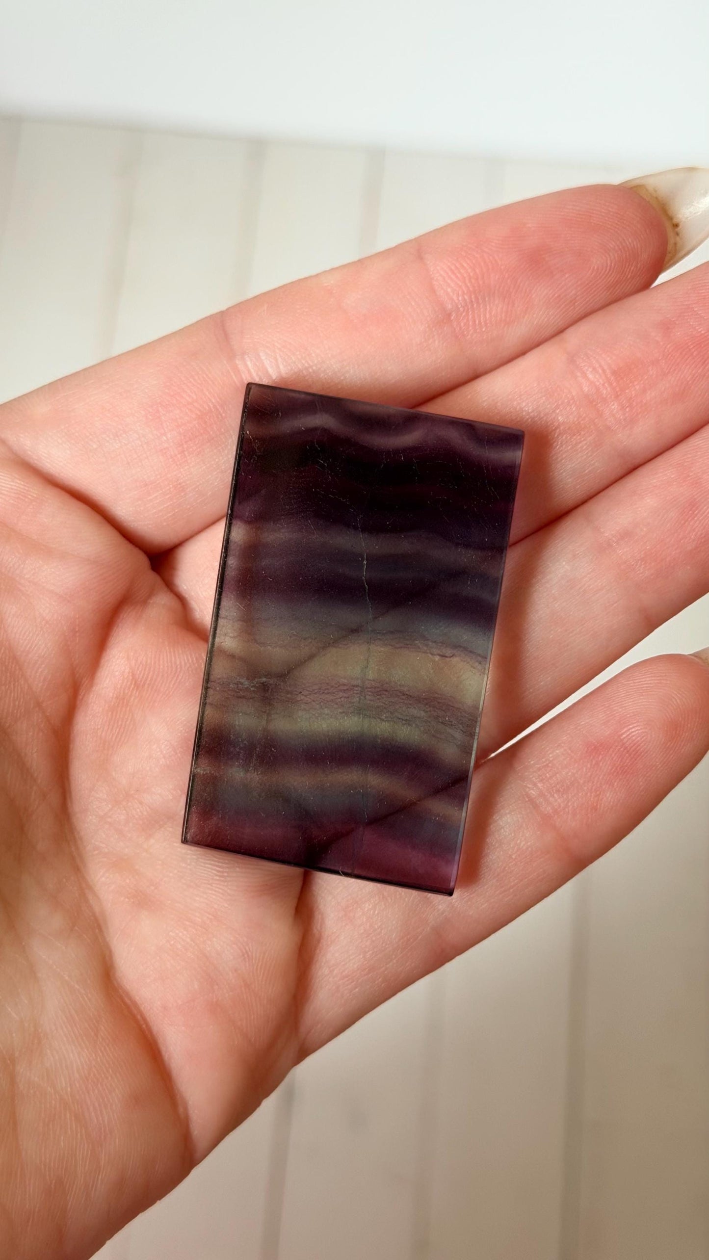 Banded Fluorite Window | Purple & Teal Fluorite Slice Fluorite Mini Slab Rectange Fluorite