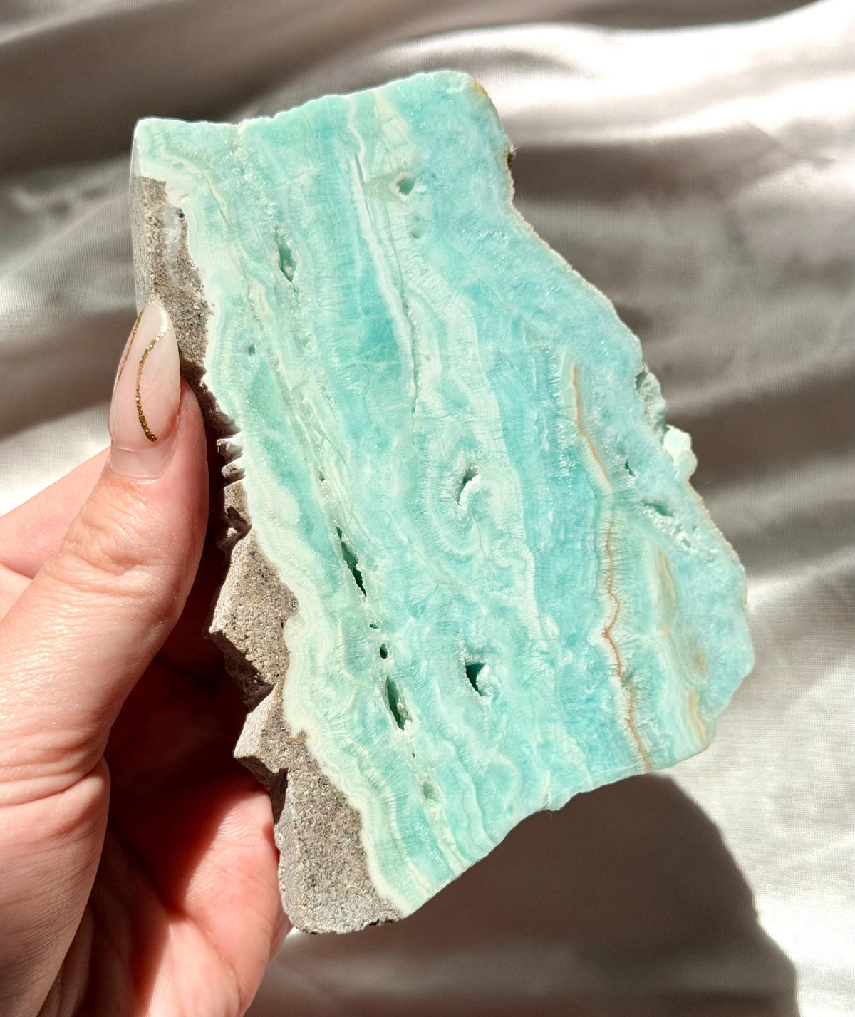 Blue Aragonite Slab | Natural Blue Aragonite Slice | Blue Crystal Home Decor