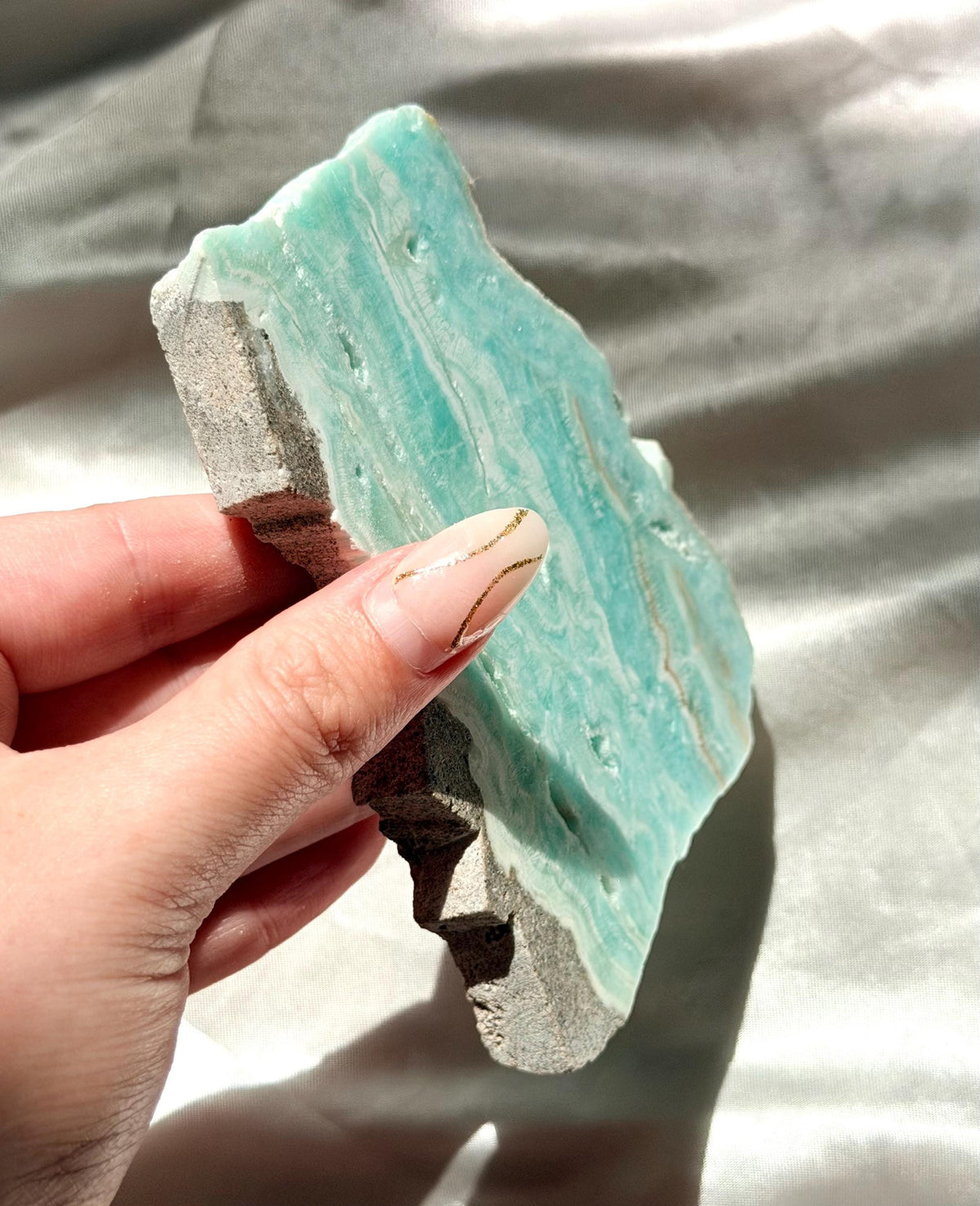 Blue Aragonite Slab | Natural Blue Aragonite Slice | Blue Crystal Home Decor