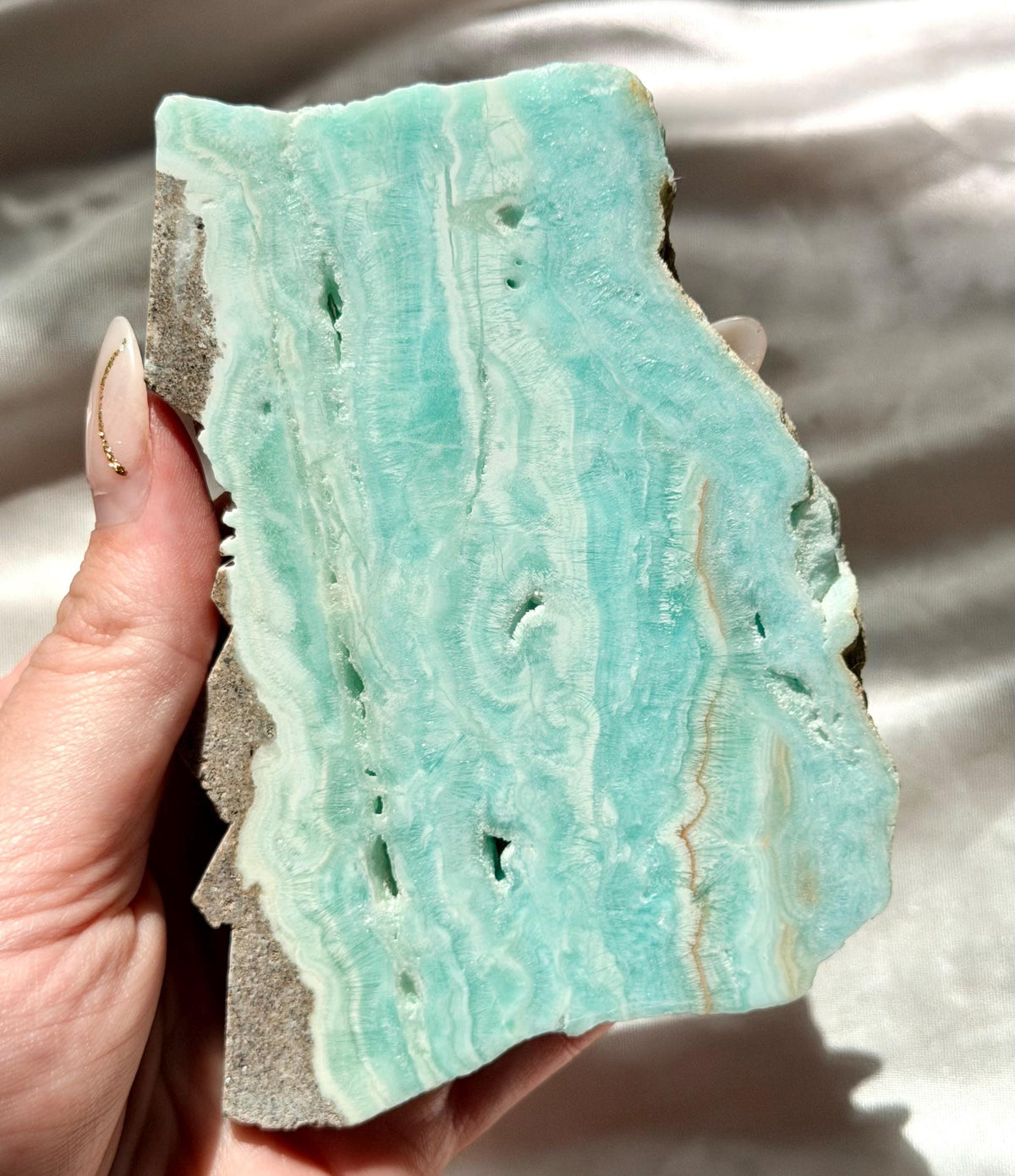Blue Aragonite Slab | Natural Blue Aragonite Slice | Blue Crystal Home Decor