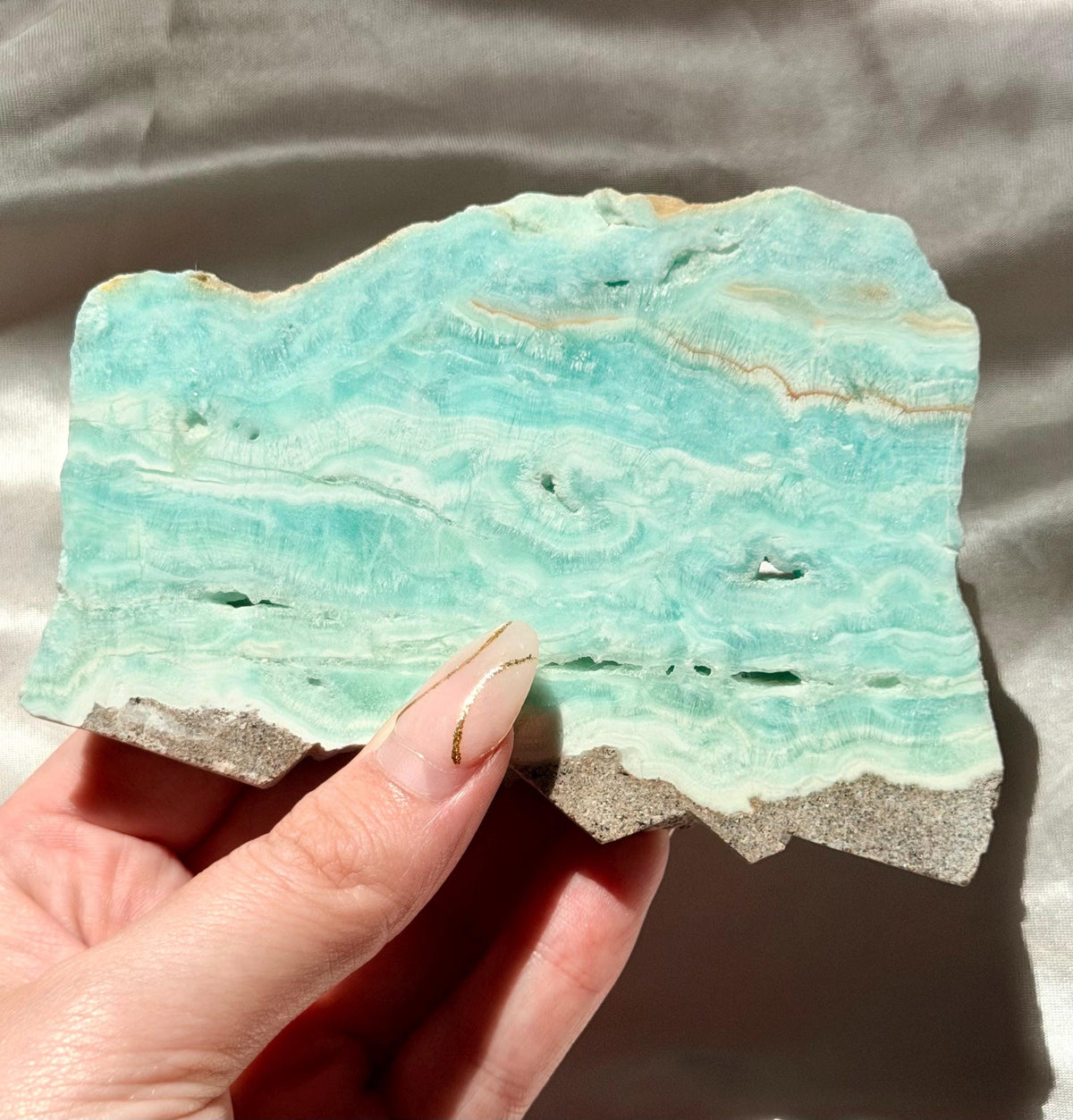 Blue Aragonite Slab | Natural Blue Aragonite Slice | Blue Crystal Home Decor
