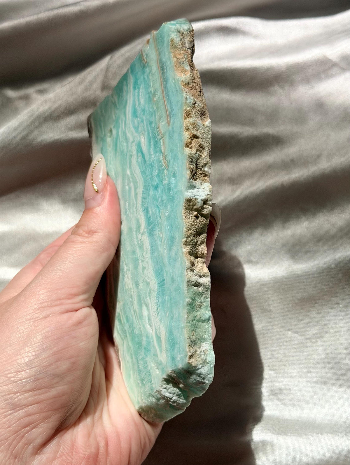 Blue Aragonite Slab | Natural Blue Aragonite Slice | Blue Crystal Home Decor