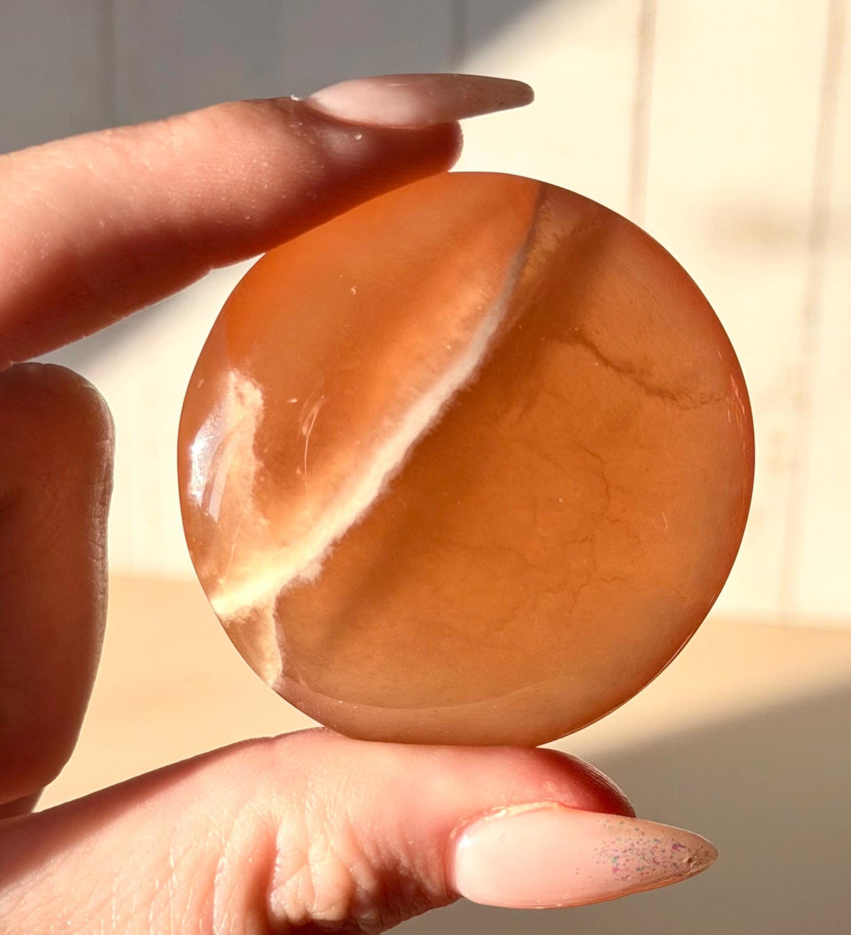 High Quality Honey Calcite Coins from Pakistan | Polished Honey Calcite Palm Stones | Honey Calcite Round Flat