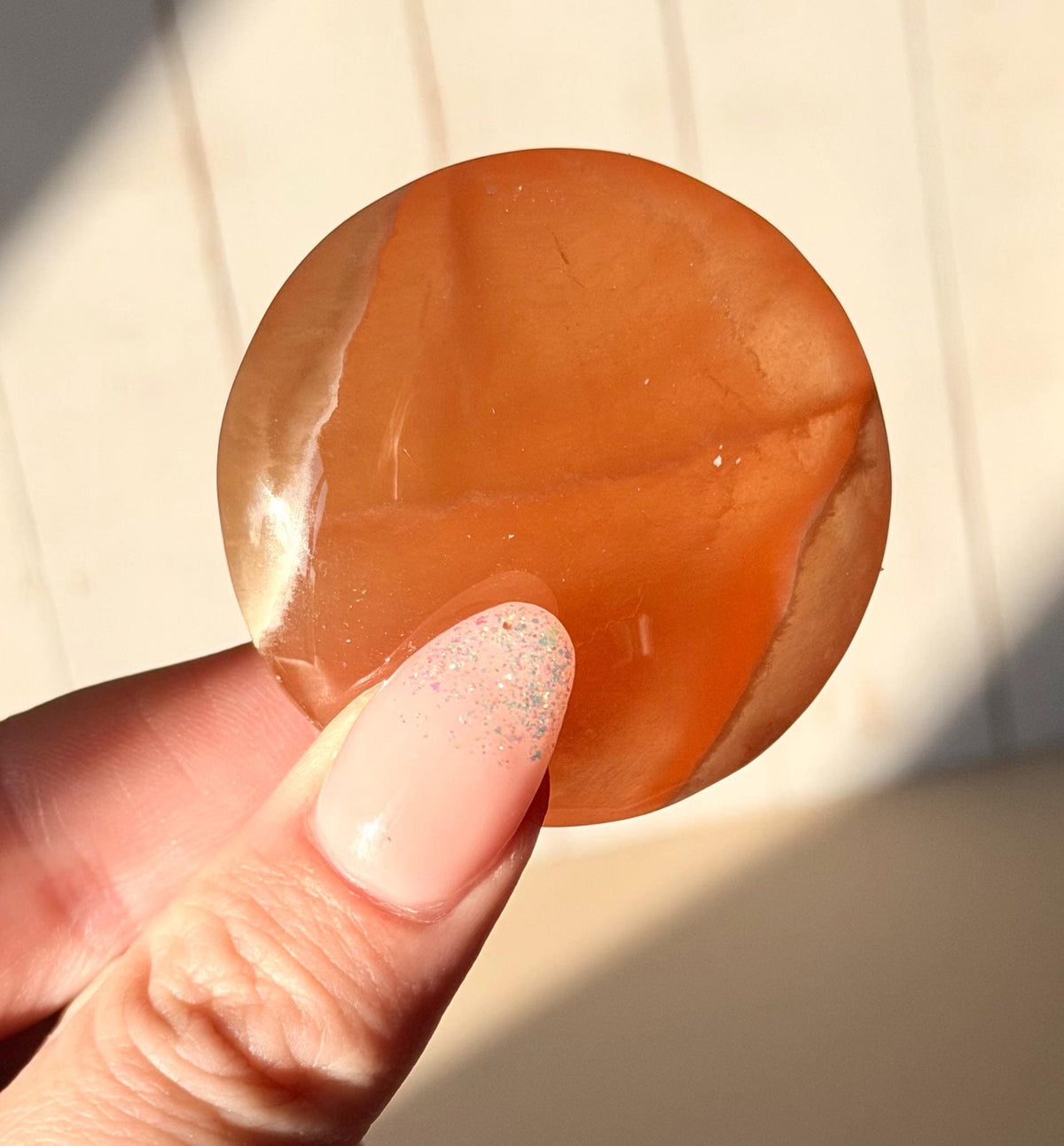 High Quality Honey Calcite Coins from Pakistan | Polished Honey Calcite Palm Stones | Honey Calcite Round Flat