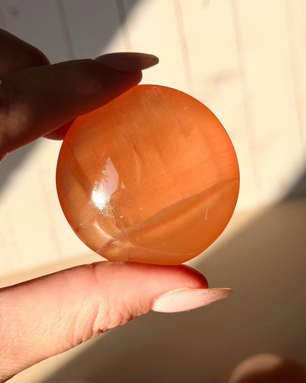High Quality Honey Calcite Coins from Pakistan | Polished Honey Calcite Palm Stones | Honey Calcite Round Flat