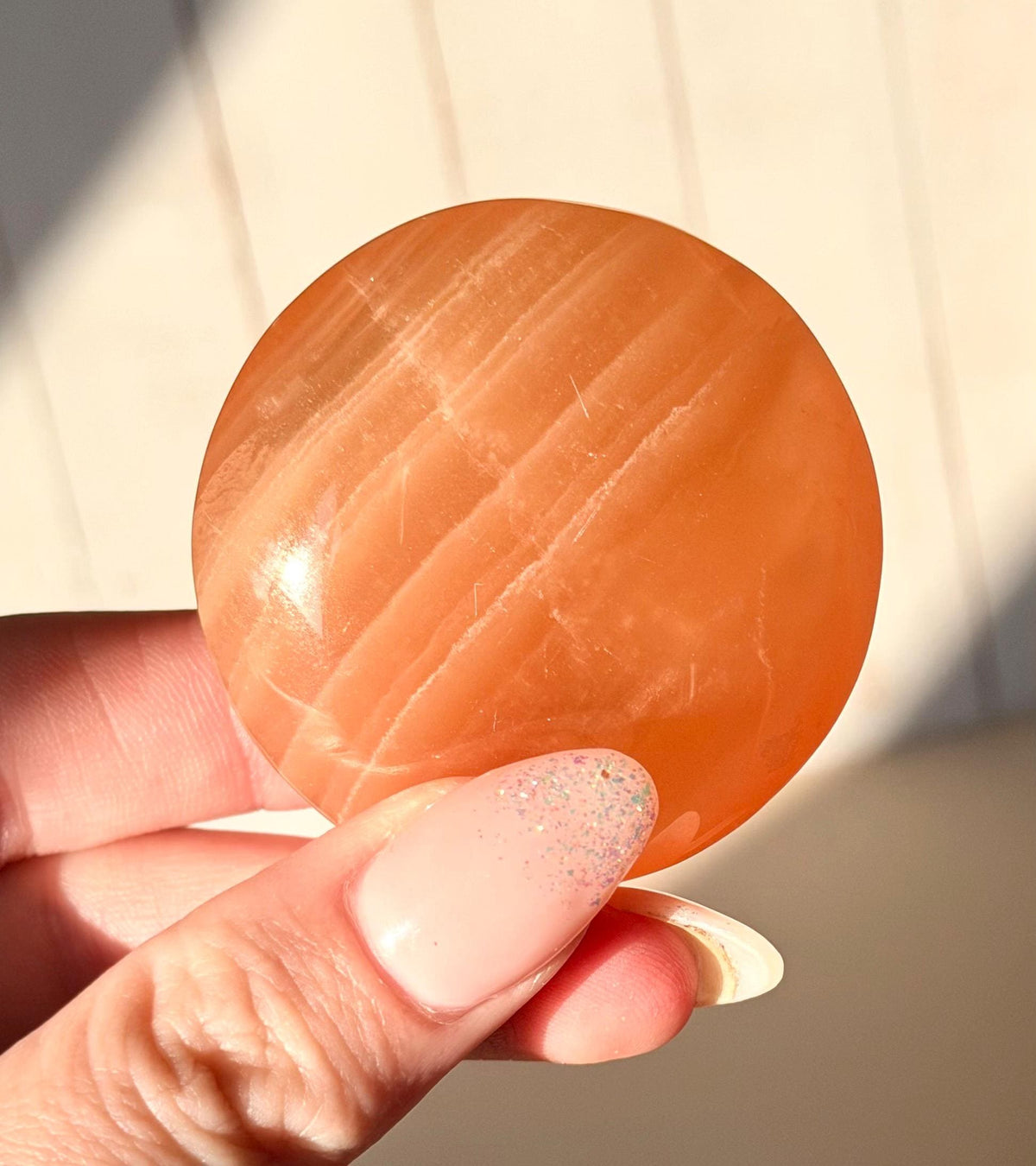 High Quality Honey Calcite Coins from Pakistan | Polished Honey Calcite Palm Stones | Honey Calcite Round Flat