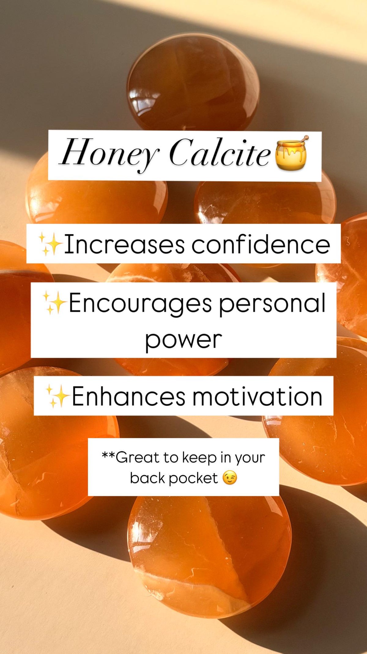 High Quality Honey Calcite Coins from Pakistan | Polished Honey Calcite Palm Stones | Honey Calcite Round Flat