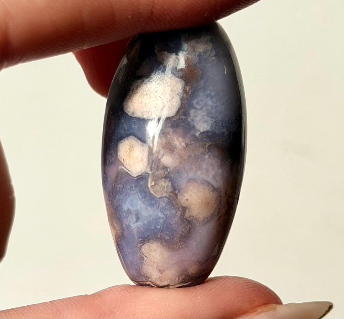 Blue Flower Agate Lingam Stone | Blue Flower Agate Shiva | Polished Crystal | Meditation Stone