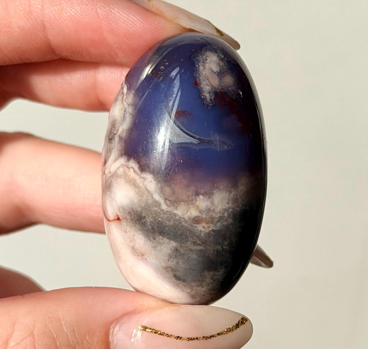 Blue Flower Agate Lingam Stone | Blue Flower Agate Shiva | Polished Crystal | Meditation Stone