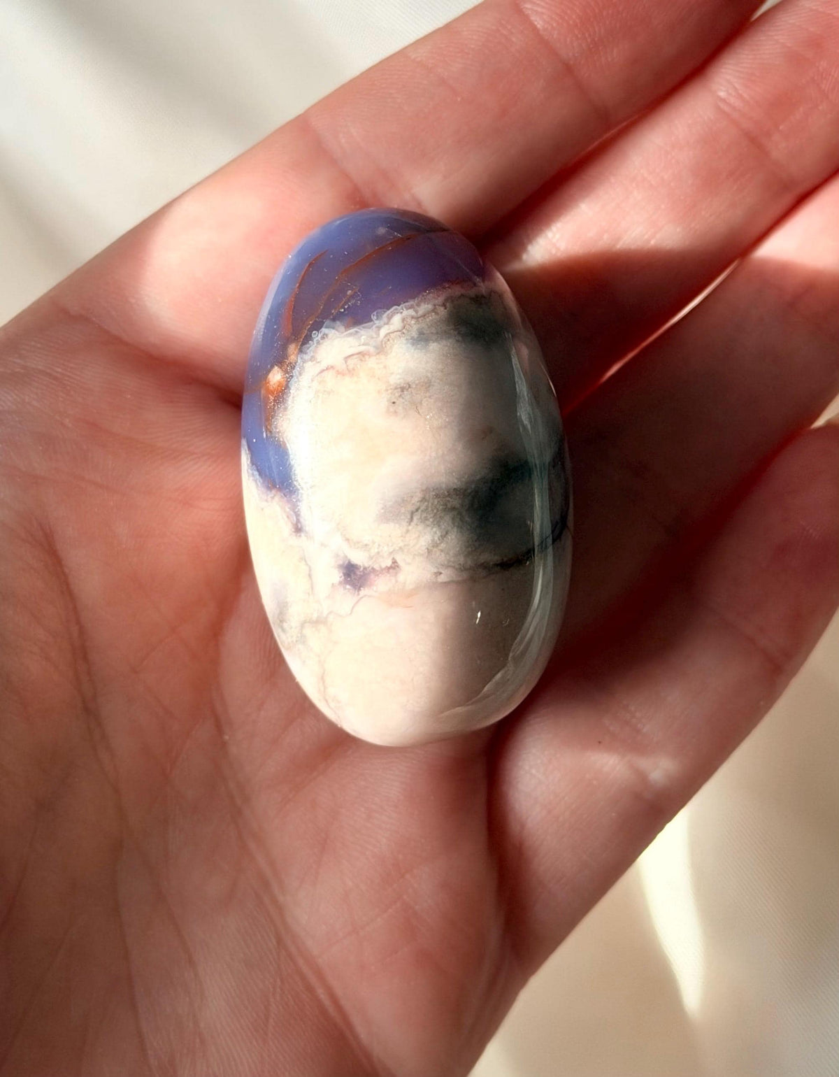 Blue Flower Agate Lingam Stone | Blue Flower Agate Shiva | Polished Crystal | Meditation Stone
