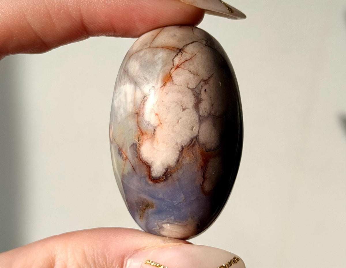 Blue Flower Agate Lingam Stone | Blue Flower Agate Shiva | Polished Crystal | Meditation Stone