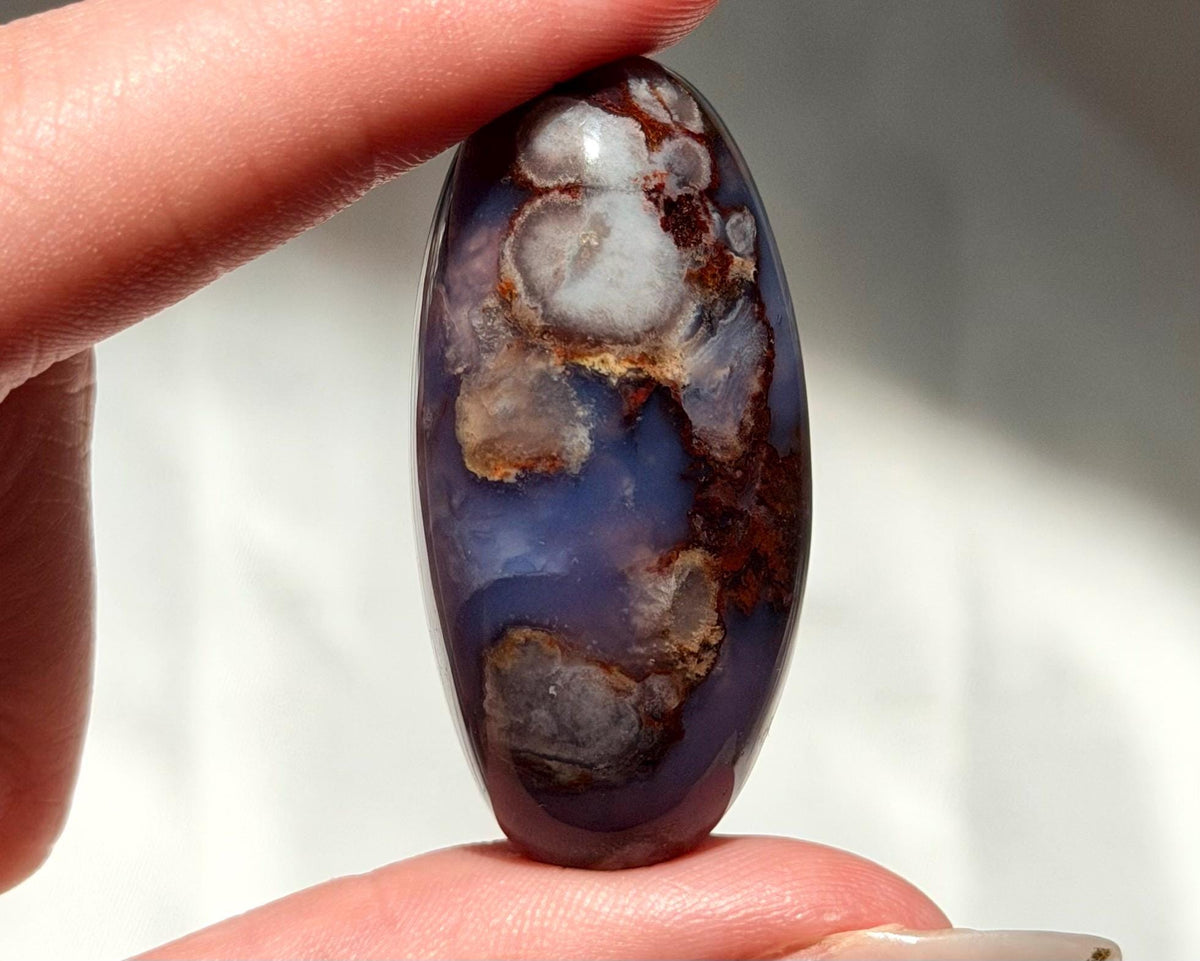 Blue Flower Agate Lingam Stone | Blue Flower Agate Shiva | Polished Crystal | Meditation Stone