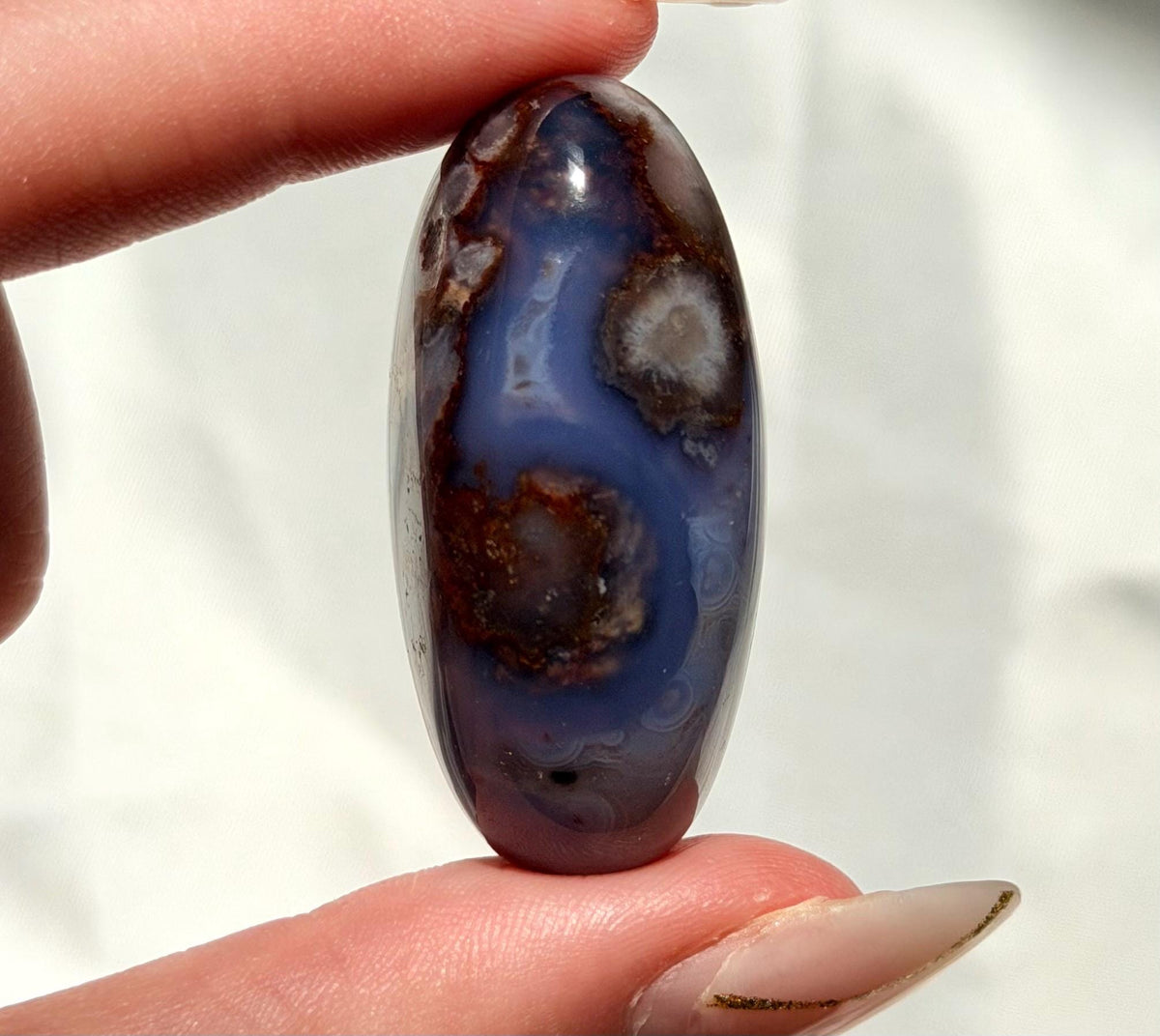 Blue Flower Agate Lingam Stone | Blue Flower Agate Shiva | Polished Crystal | Meditation Stone