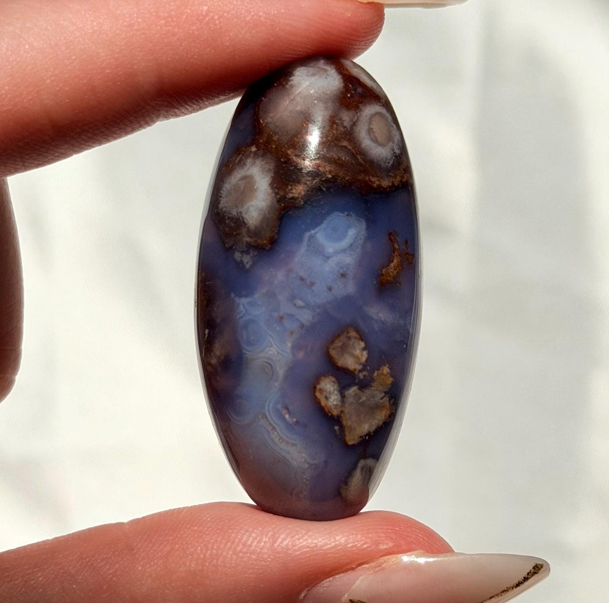 Blue Flower Agate Lingam Stone | Blue Flower Agate Shiva | Polished Crystal | Meditation Stone
