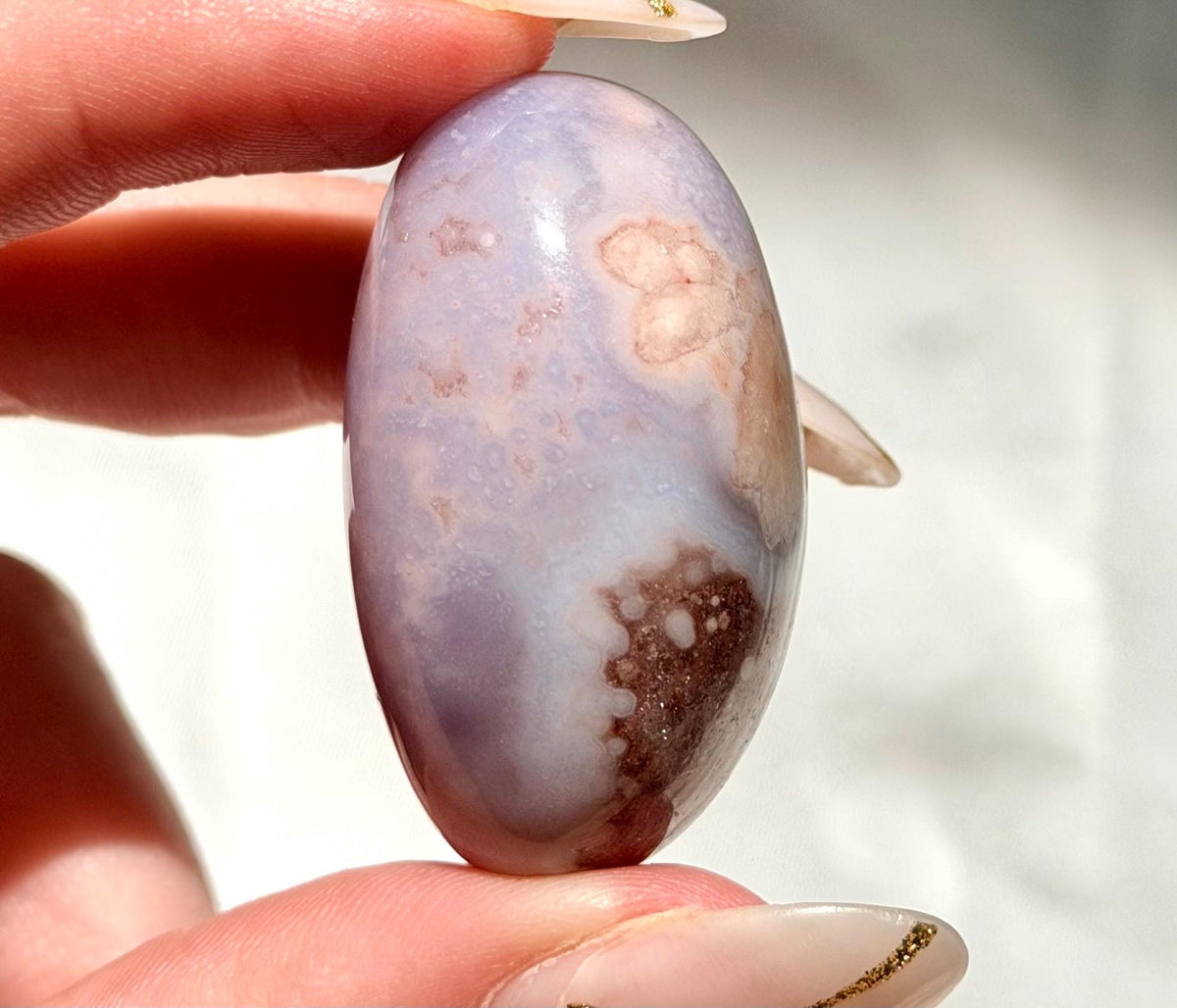 Blue Flower Agate Lingam Stone | Blue Flower Agate Shiva | Polished Crystal | Meditation Stone