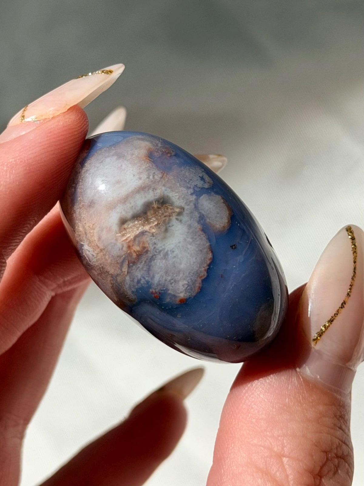 Blue Flower Agate Lingam Stone | Blue Flower Agate Shiva | Polished Crystal | Meditation Stone