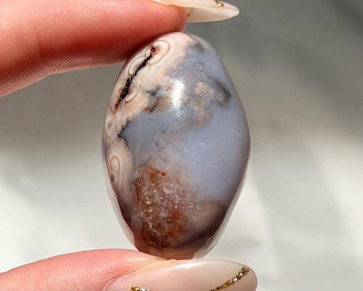 Blue Flower Agate Lingam Stone | Blue Flower Agate Shiva | Polished Crystal | Meditation Stone