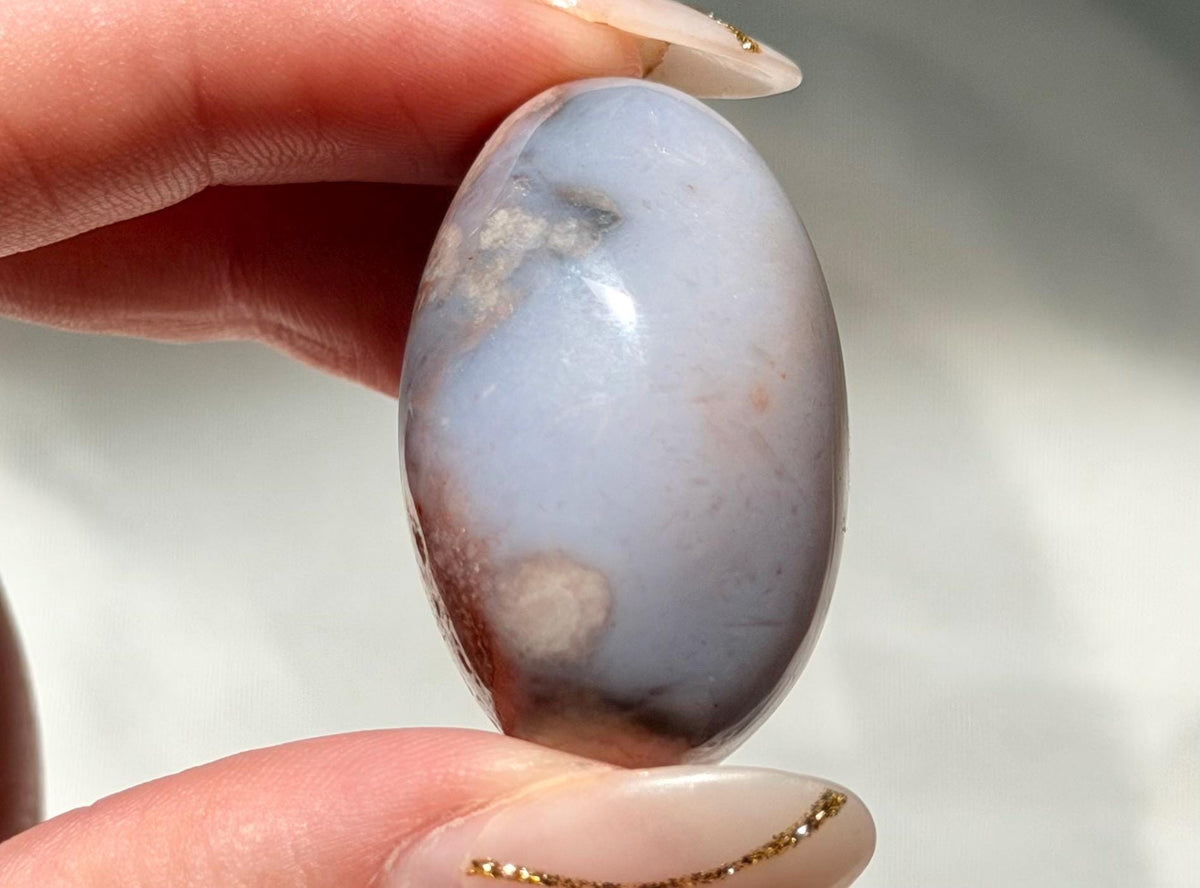 Blue Flower Agate Lingam Stone | Blue Flower Agate Shiva | Polished Crystal | Meditation Stone