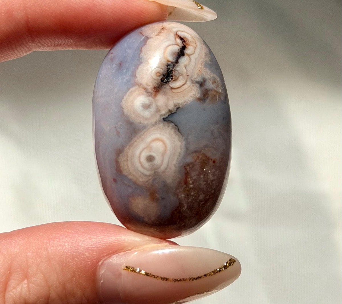 Blue Flower Agate Lingam Stone | Blue Flower Agate Shiva | Polished Crystal | Meditation Stone