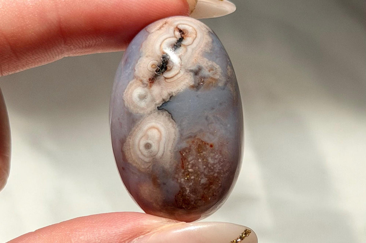 Blue Flower Agate Lingam Stone | Blue Flower Agate Shiva | Polished Crystal | Meditation Stone