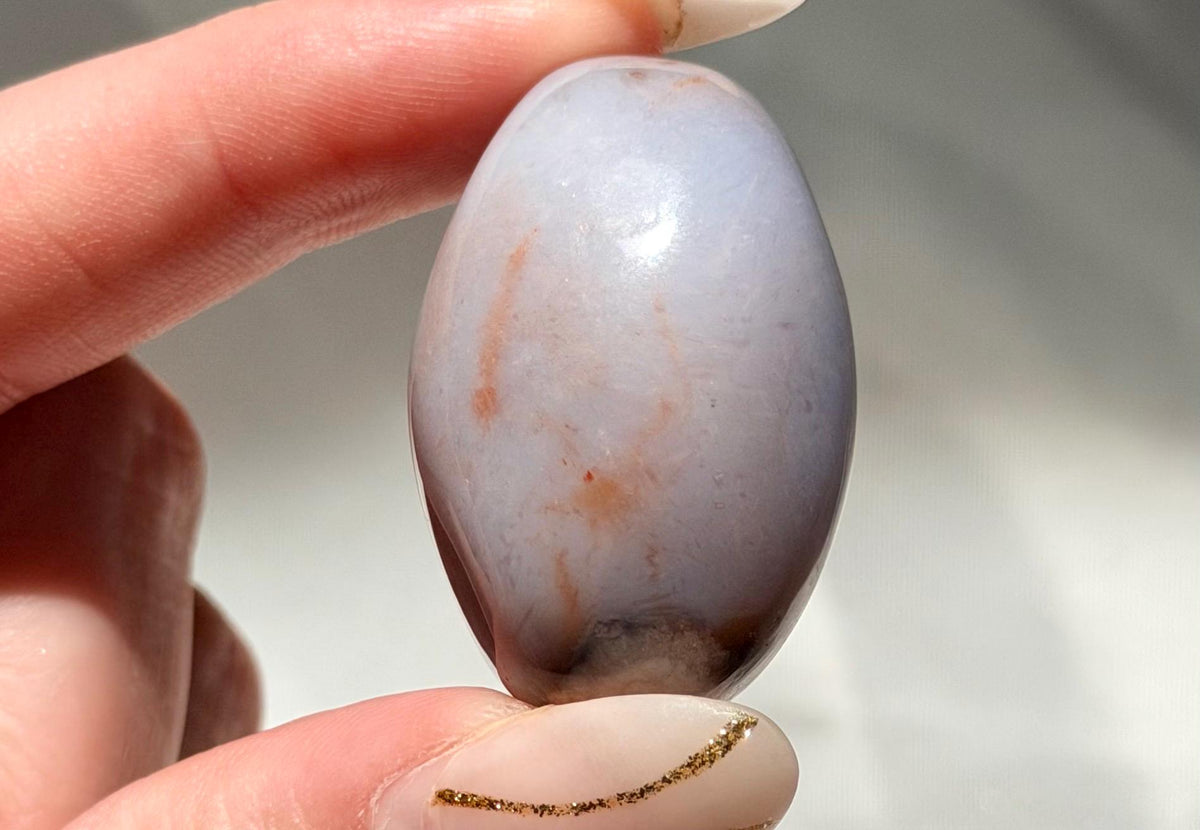 Blue Flower Agate Lingam Stone | Blue Flower Agate Shiva | Polished Crystal | Meditation Stone