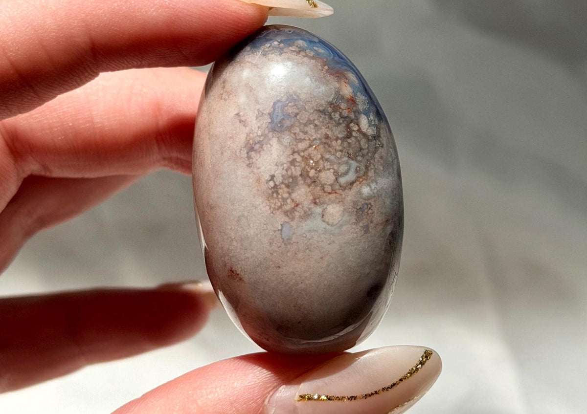 Blue Flower Agate Lingam Stone | Blue Flower Agate Shiva | Polished Crystal | Meditation Stone