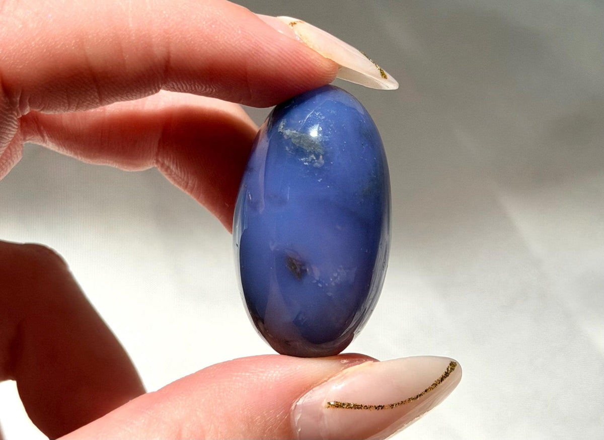 Blue Flower Agate Lingam Stone | Blue Flower Agate Shiva | Polished Crystal | Meditation Stone