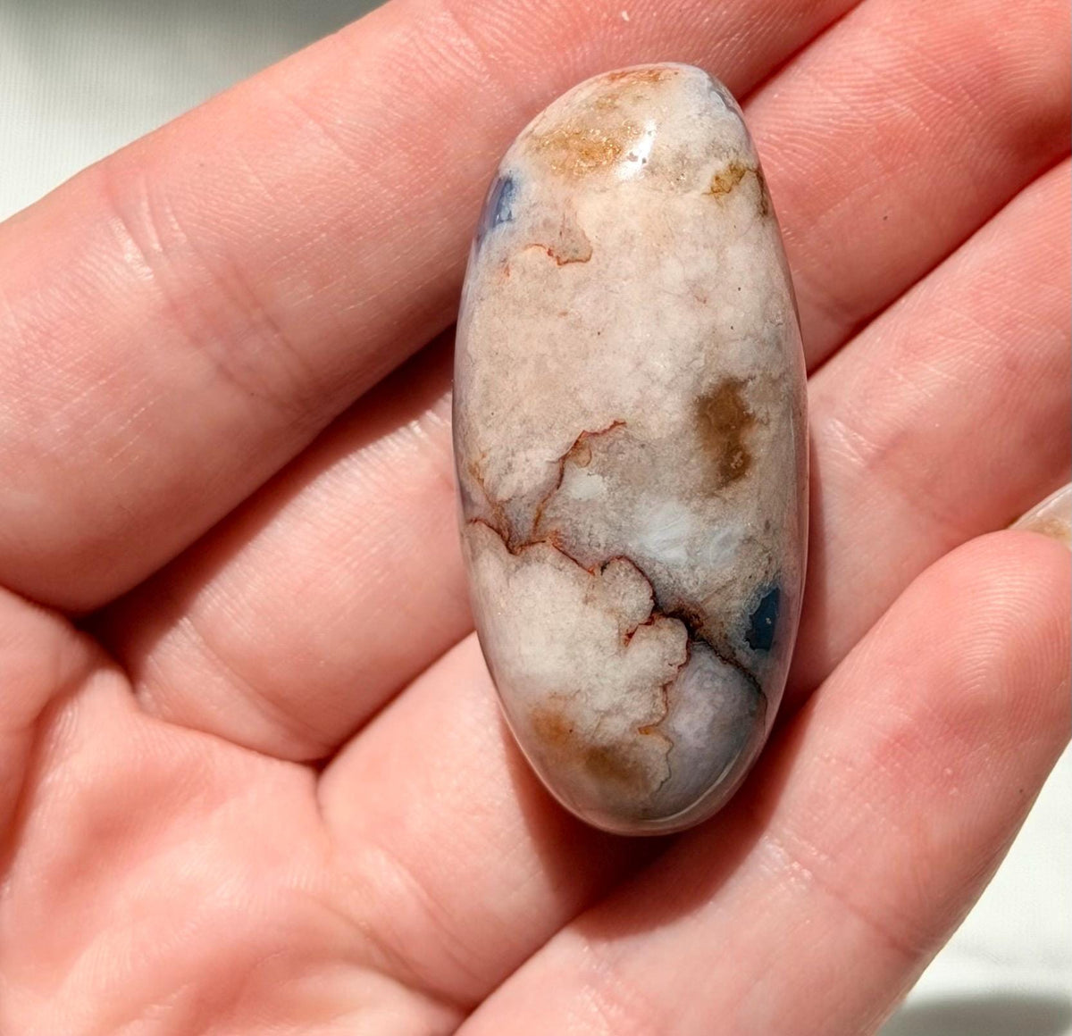 Blue Flower Agate Lingam Stone | Blue Flower Agate Shiva | Polished Crystal | Meditation Stone