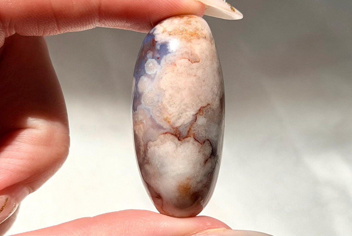 Blue Flower Agate Lingam Stone | Blue Flower Agate Shiva | Polished Crystal | Meditation Stone